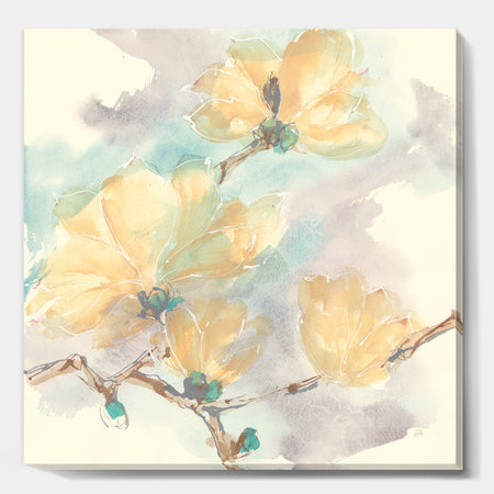 Magnolias in White II - Cabin & Lodge Gallery-wrapped Canvas