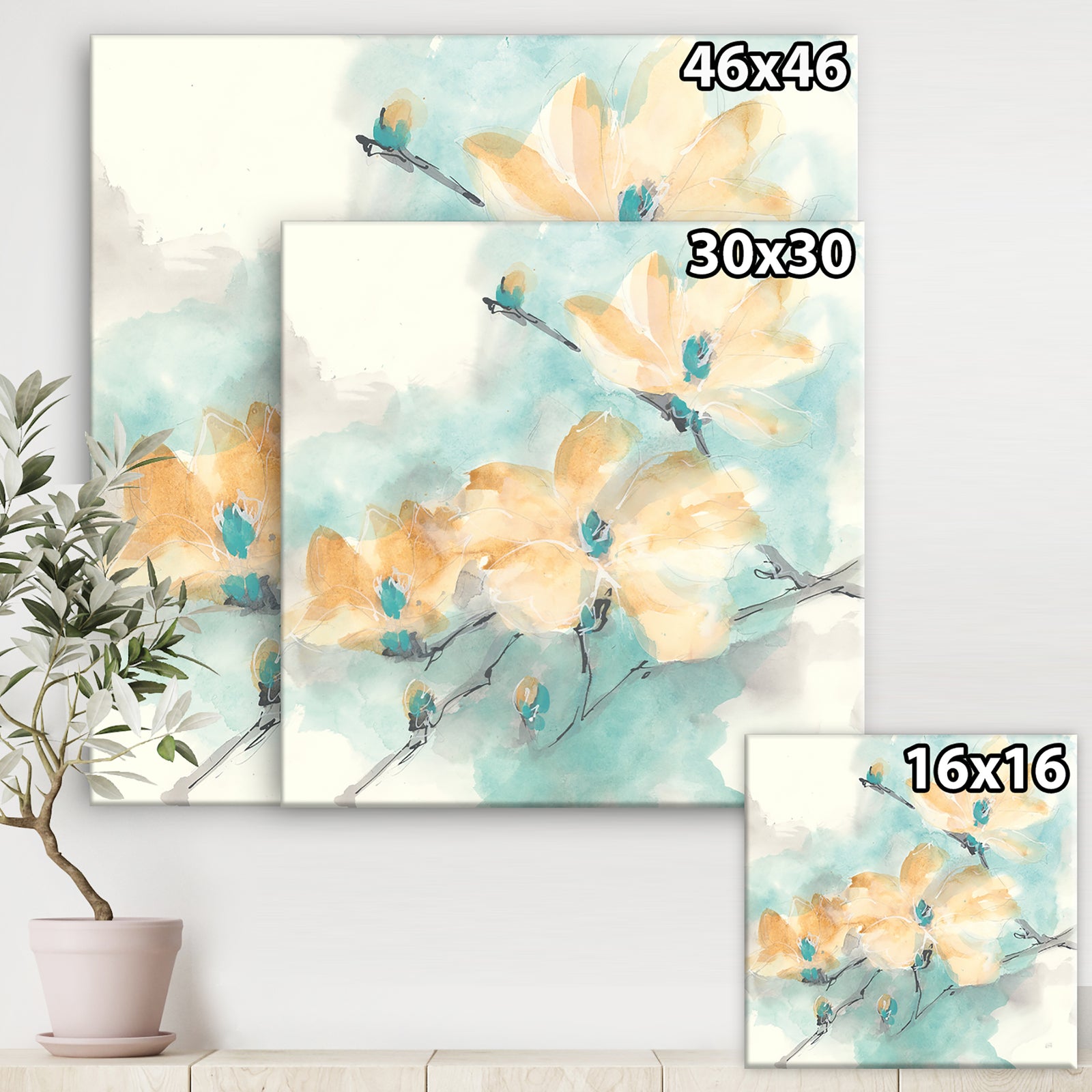 Teal Buds II - Cabin & Lodge Canvas Art
