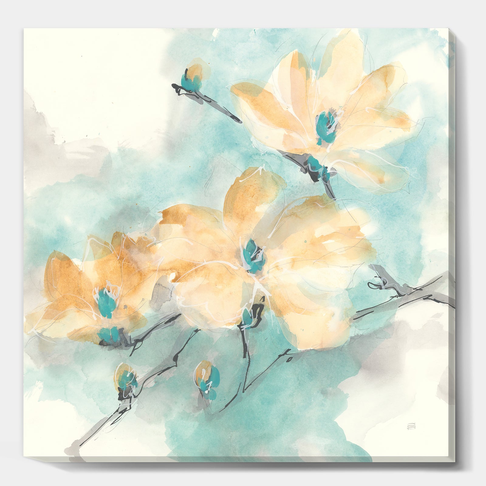 Teal Buds II - Cabin & Lodge Canvas Art