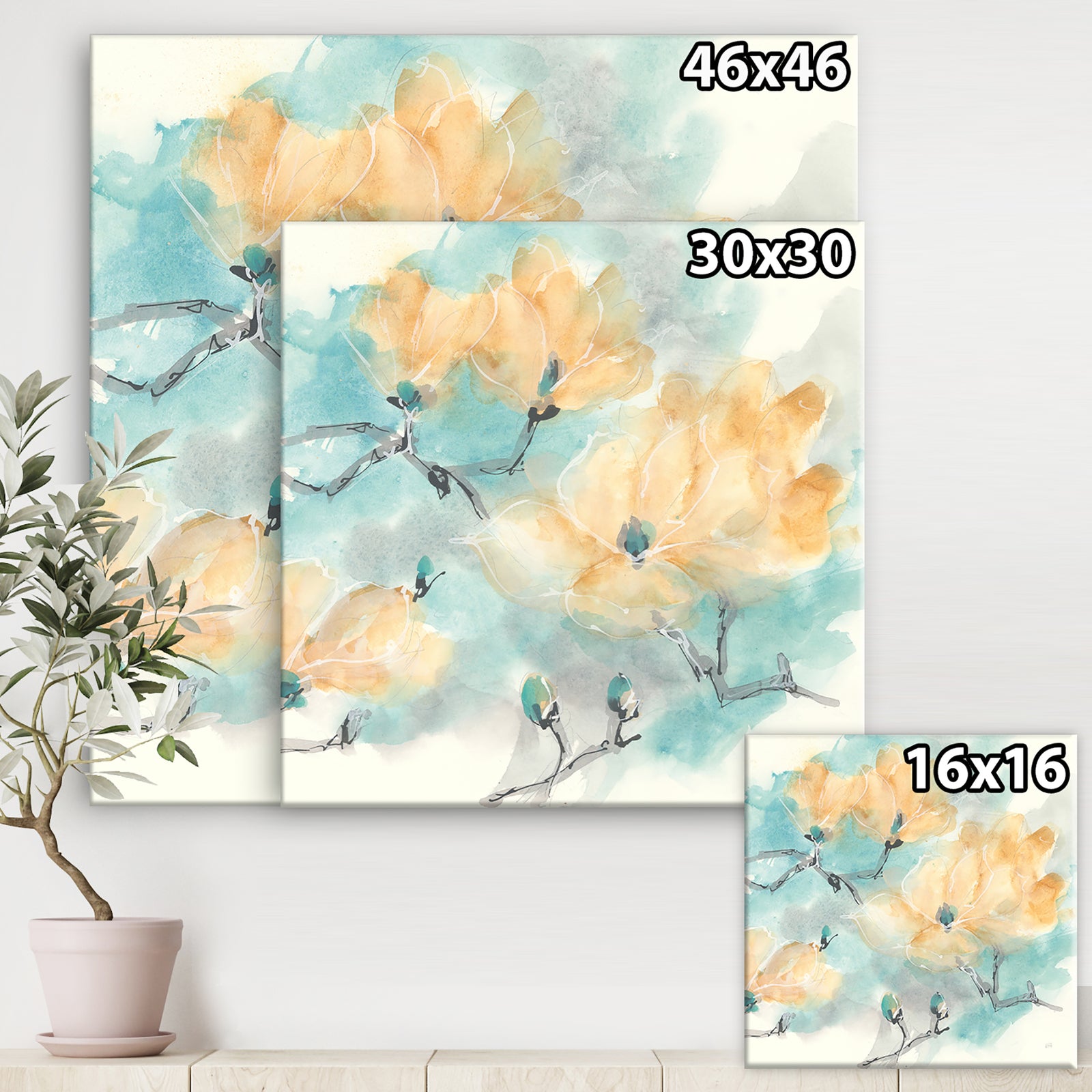 Teal Buds I - Cabin & Lodge Premium Canvas Wall Art