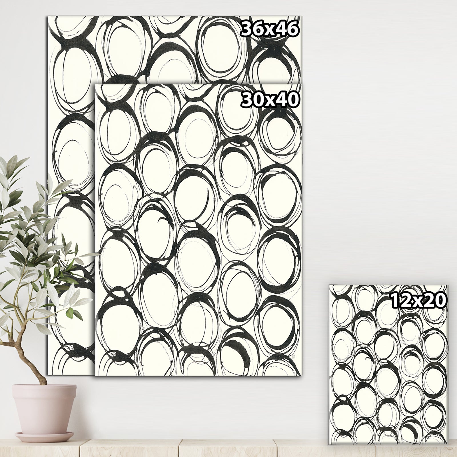 minimalist black and white II - Transitional Canvas Artwork