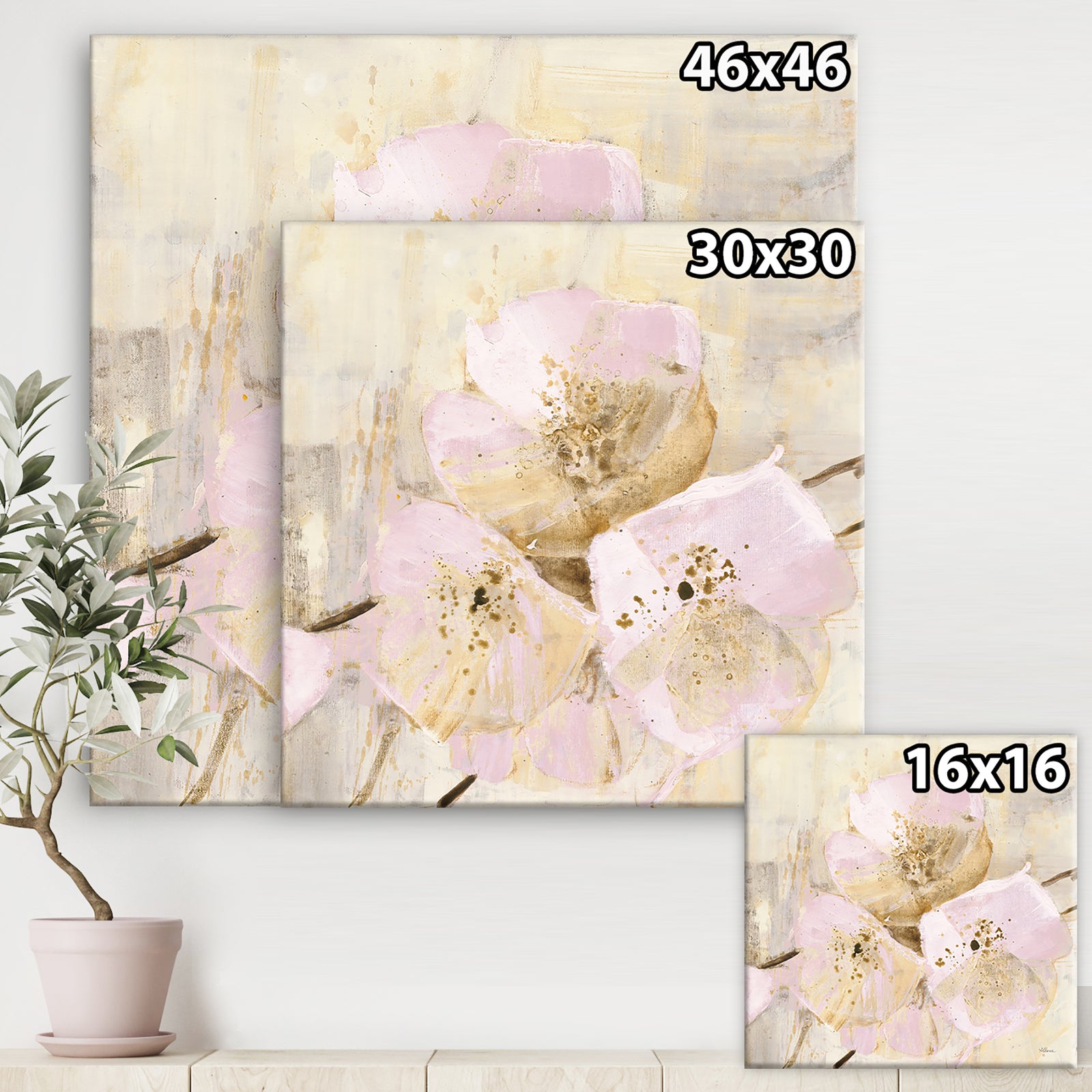 Elegance III Pink - Shabby Chic Gallery-wrapped Canvas