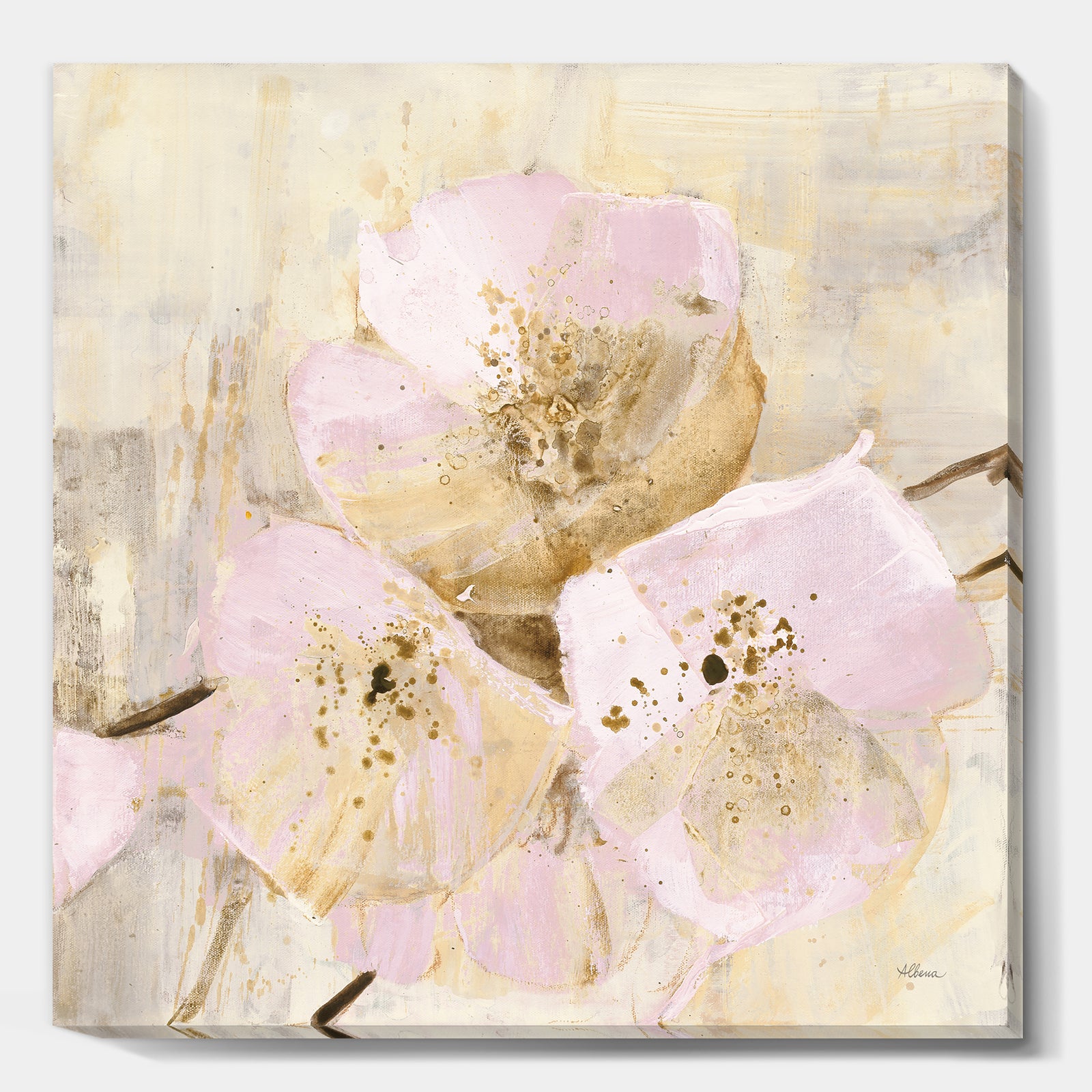 Elegance III Pink - Shabby Chic Gallery-wrapped Canvas