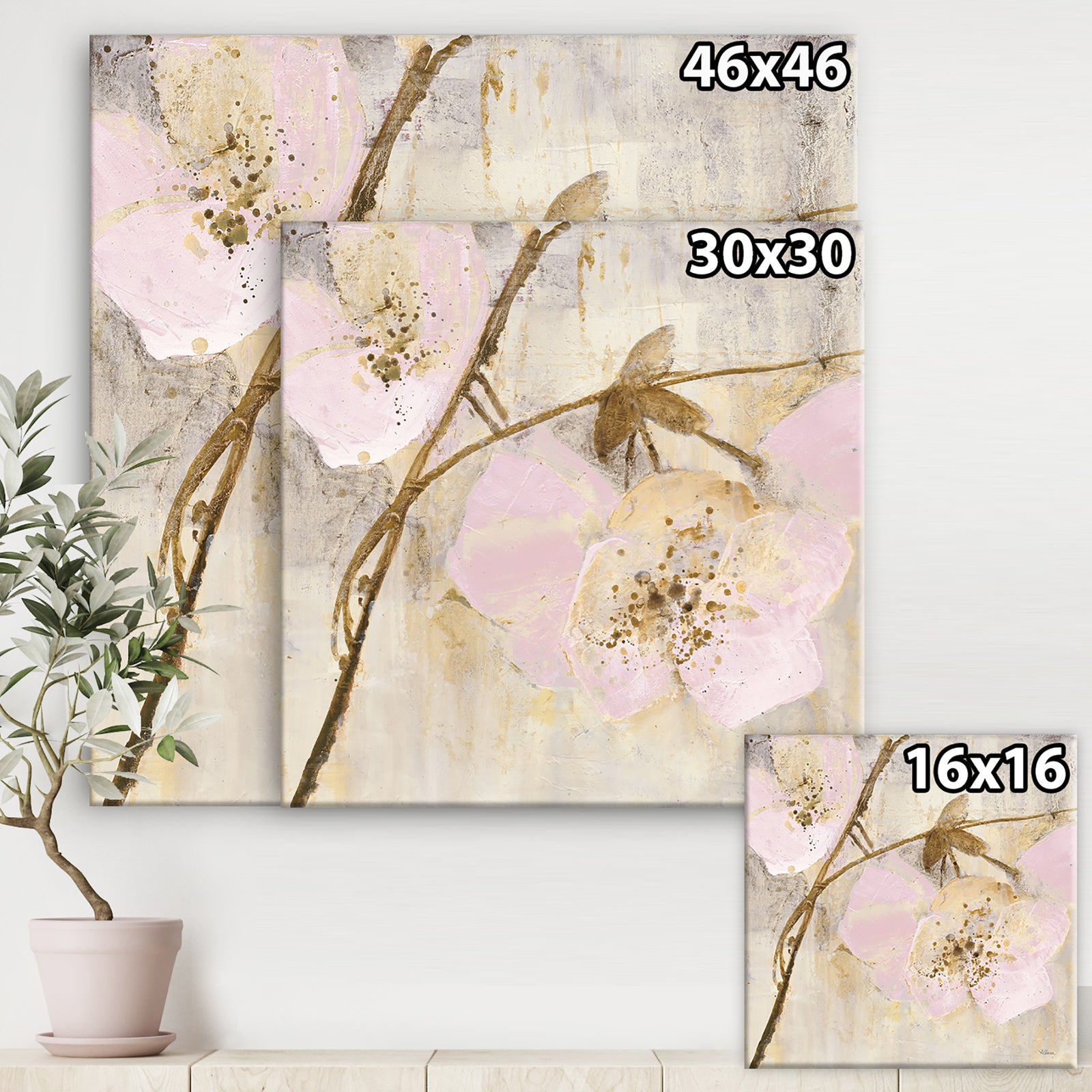 Elegance II Pink - Shabby Chic Canvas Artwork