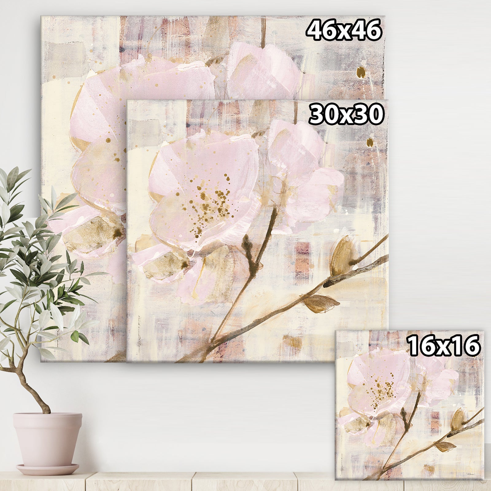 Elegance I Pink - Shabby Chic Canvas Art