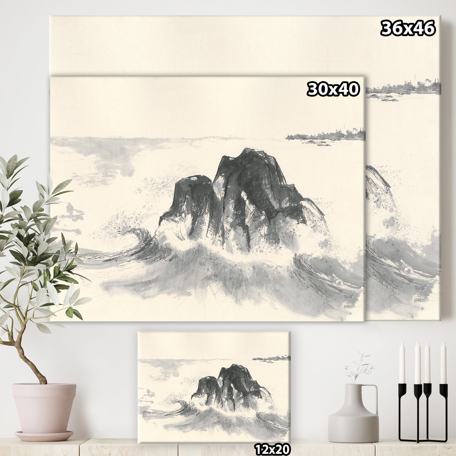 Ocean Waves - Lake House Premium Canvas Wall Art