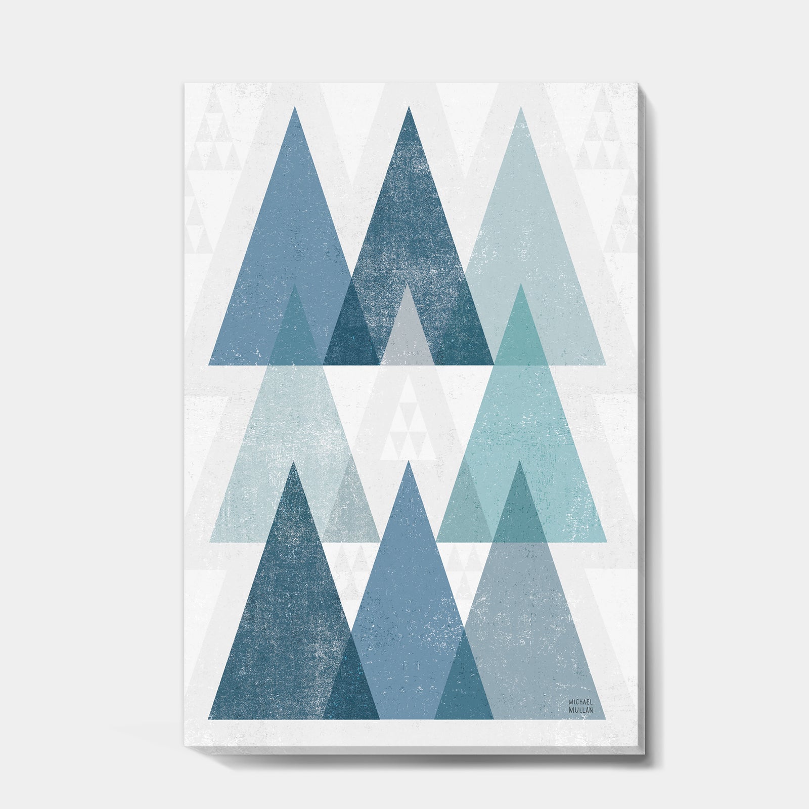 minimal Triangles IV Blue - Mid-Century Modern Canvas Art