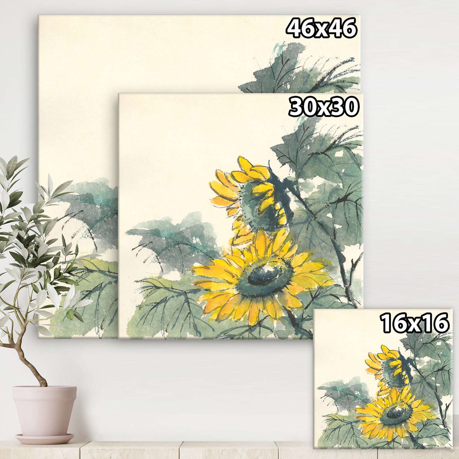 Tradionnal Sunflower II - Cabin & Lodge Premium Canvas Wall Art