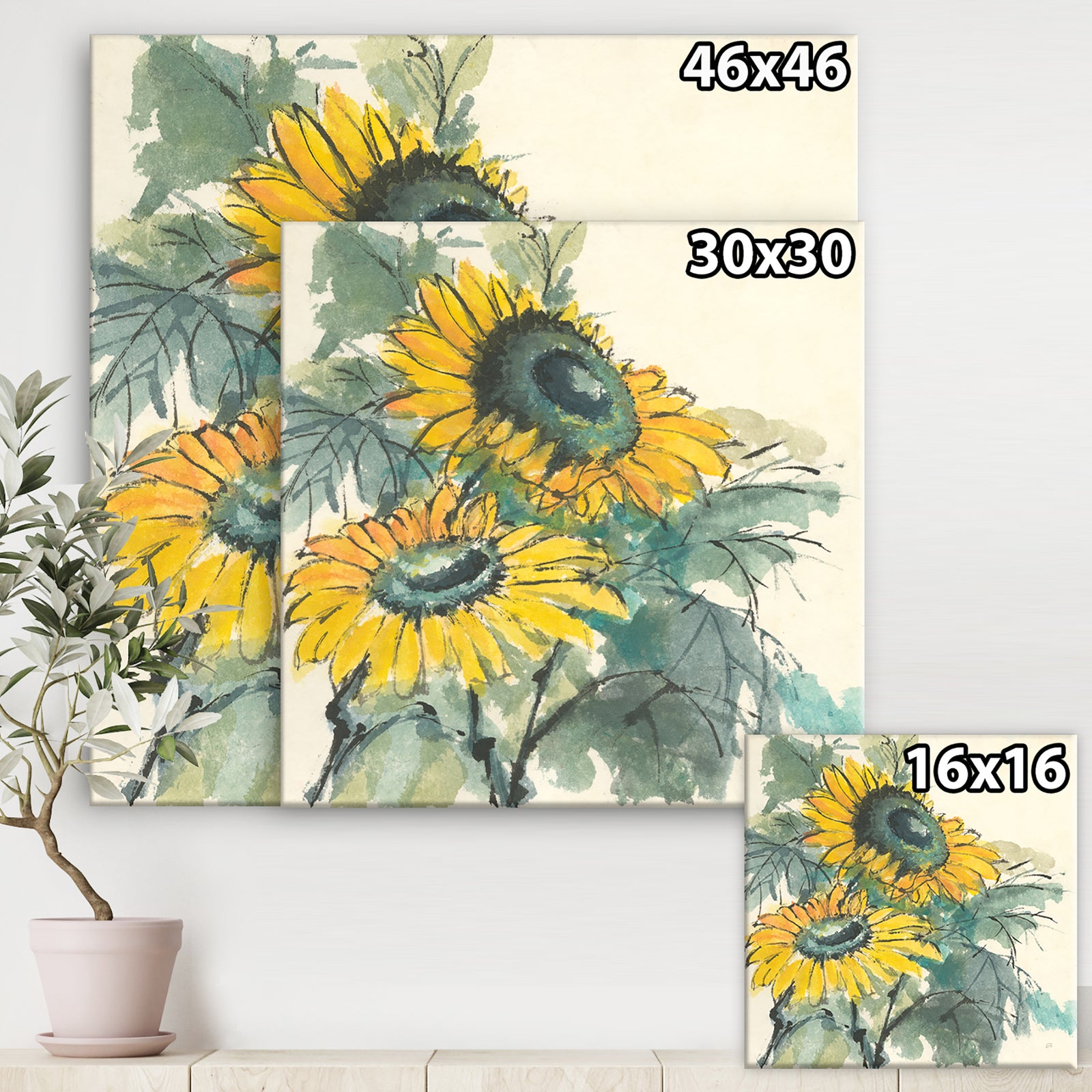 Tradionnal Sunflower I - Cabin & Lodge Gallery-wrapped Canvas
