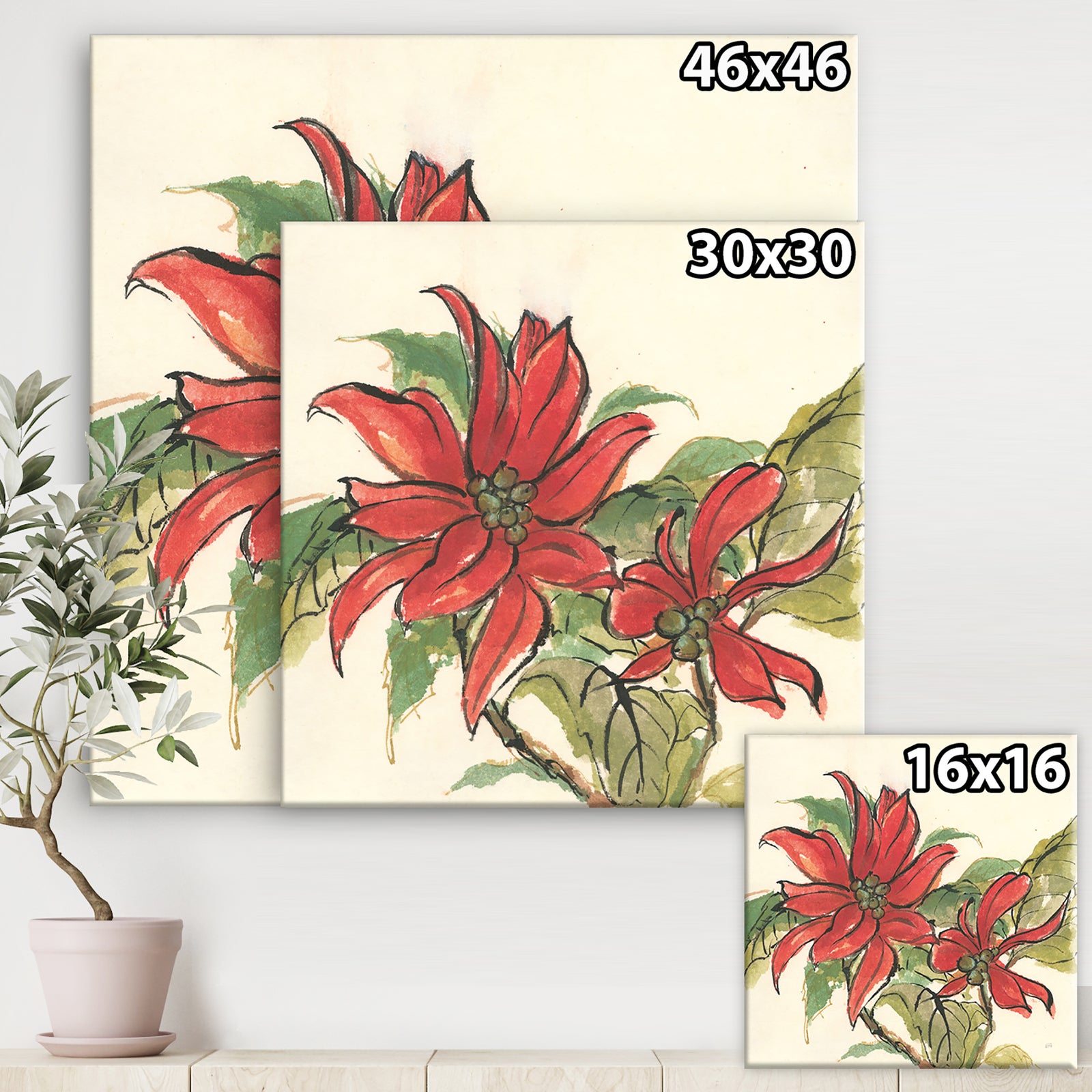 Poinsettia II - Farmhouse Canvas Artwork