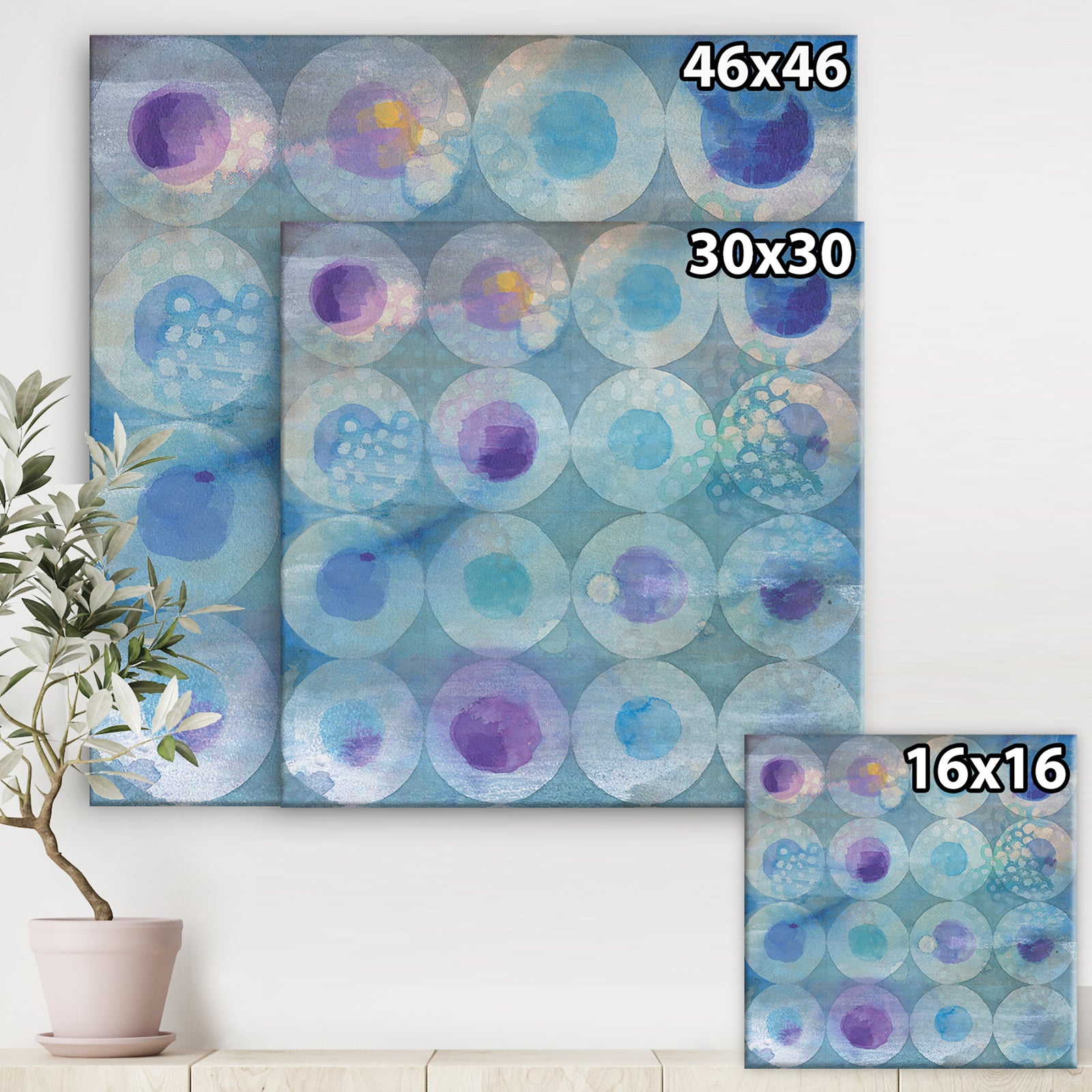 Watercolor Geometrical Circles II - Mid-Century Modern Canvas Art