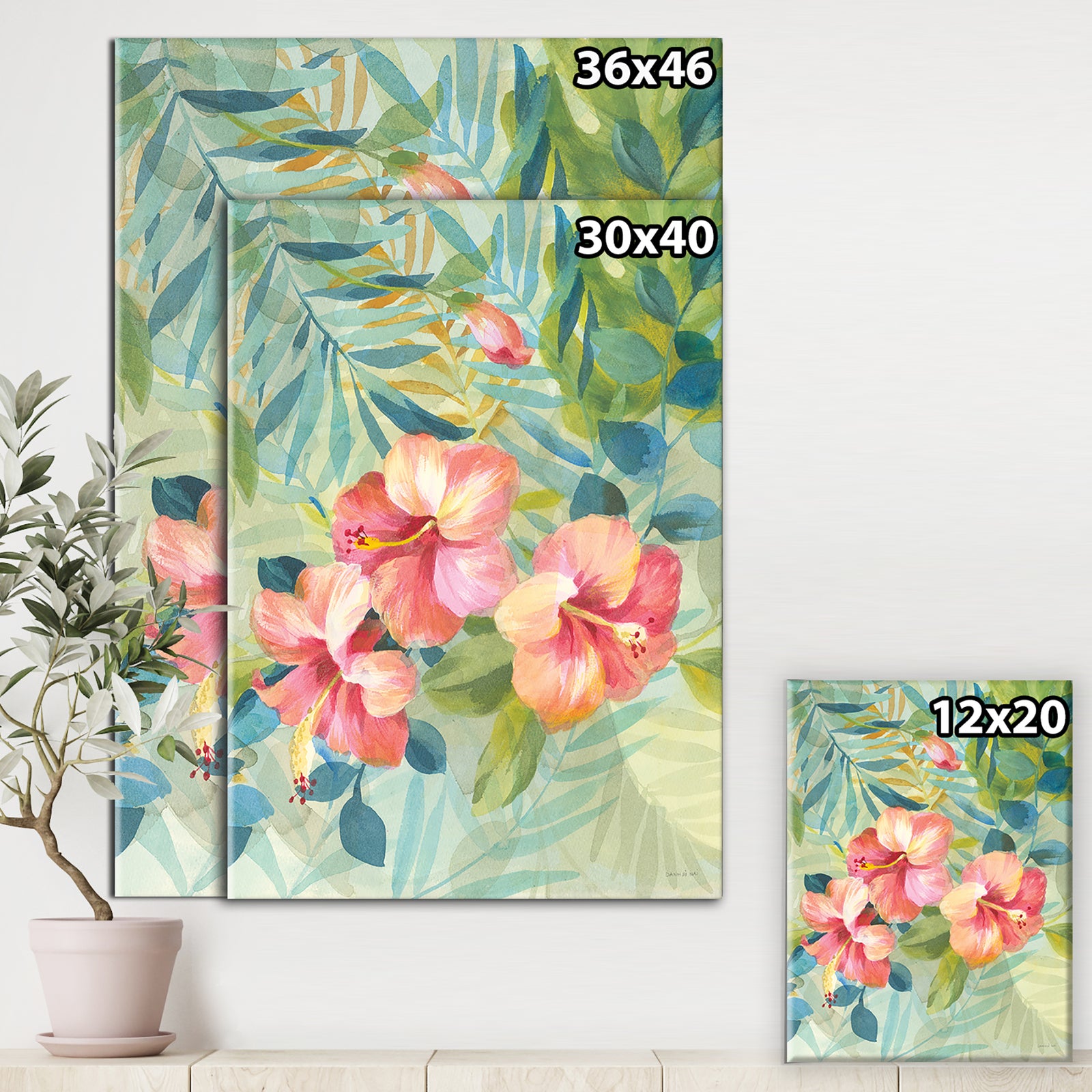 Hibiscus Garden III - Traditional Premium Canvas Wall Art