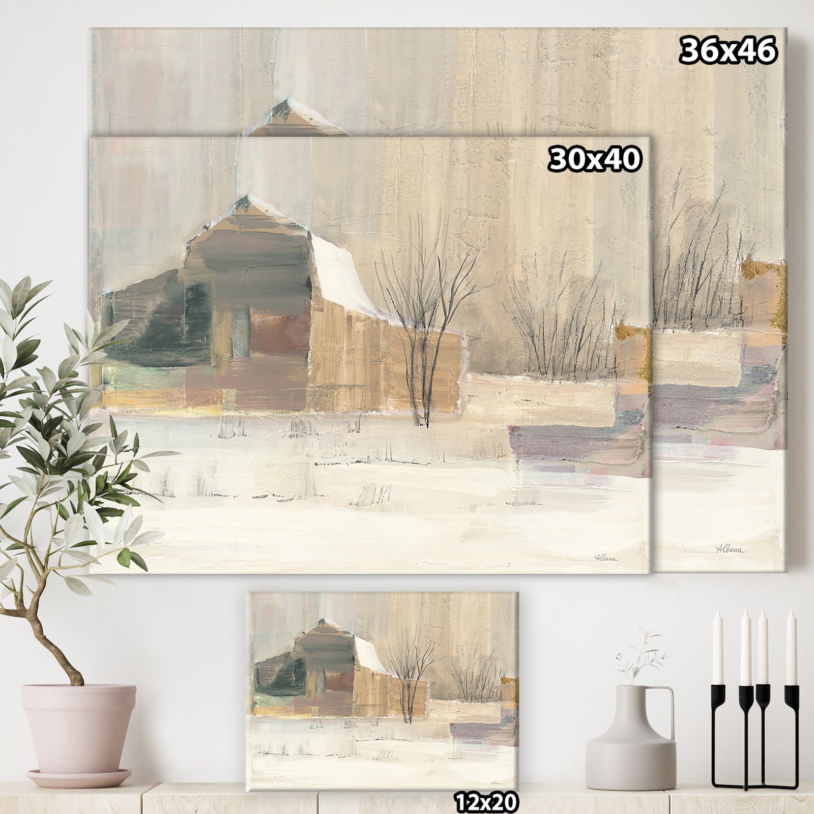 Winter on the Farm house - Landscapes Canvas Art
