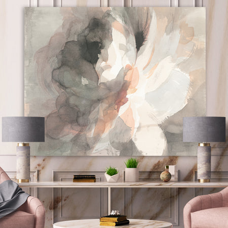 Abstract Peony Grey - Pink Modern Gallery-wrapped Canvas
