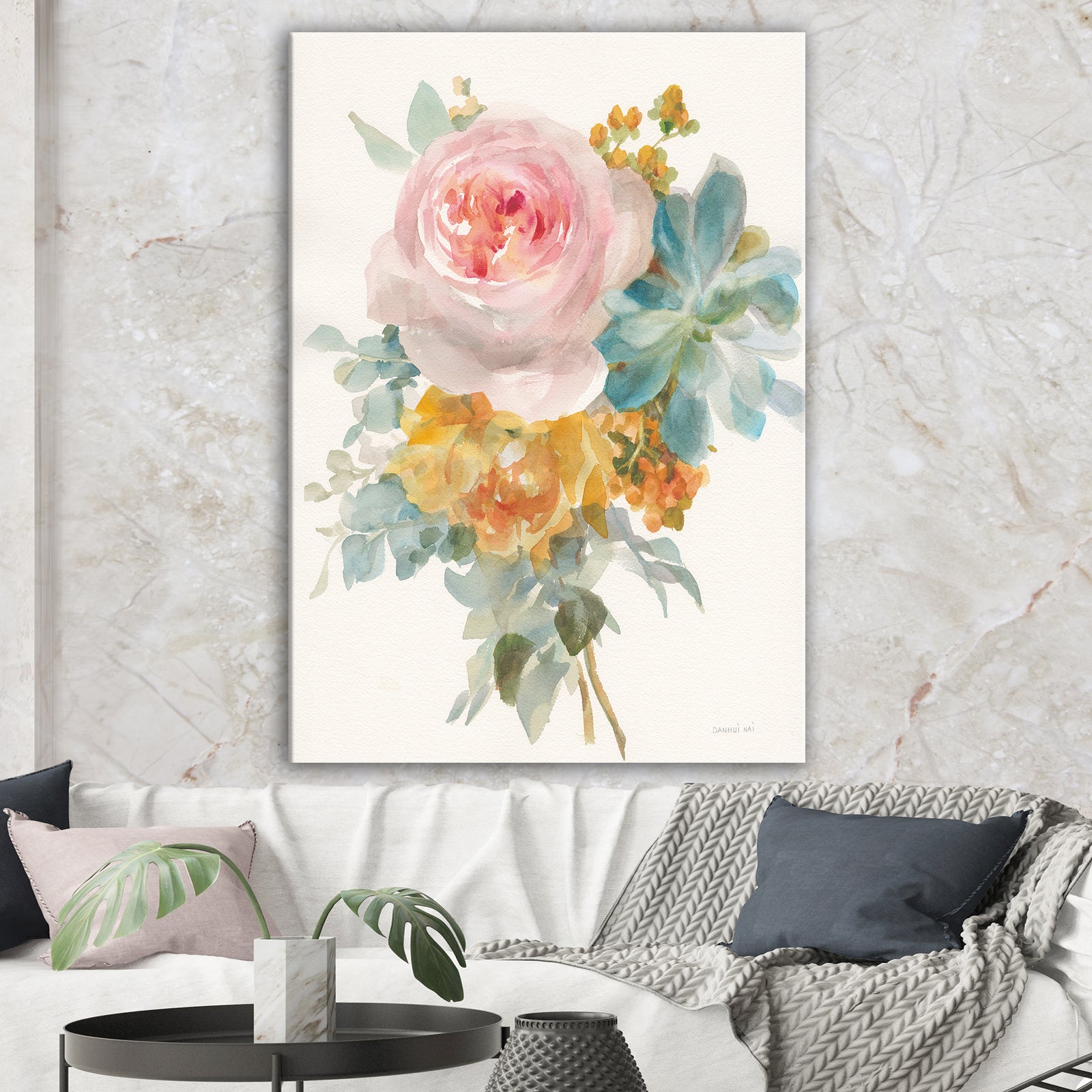 Multicolor French Bouquet I - Farmhouse Canvas Art