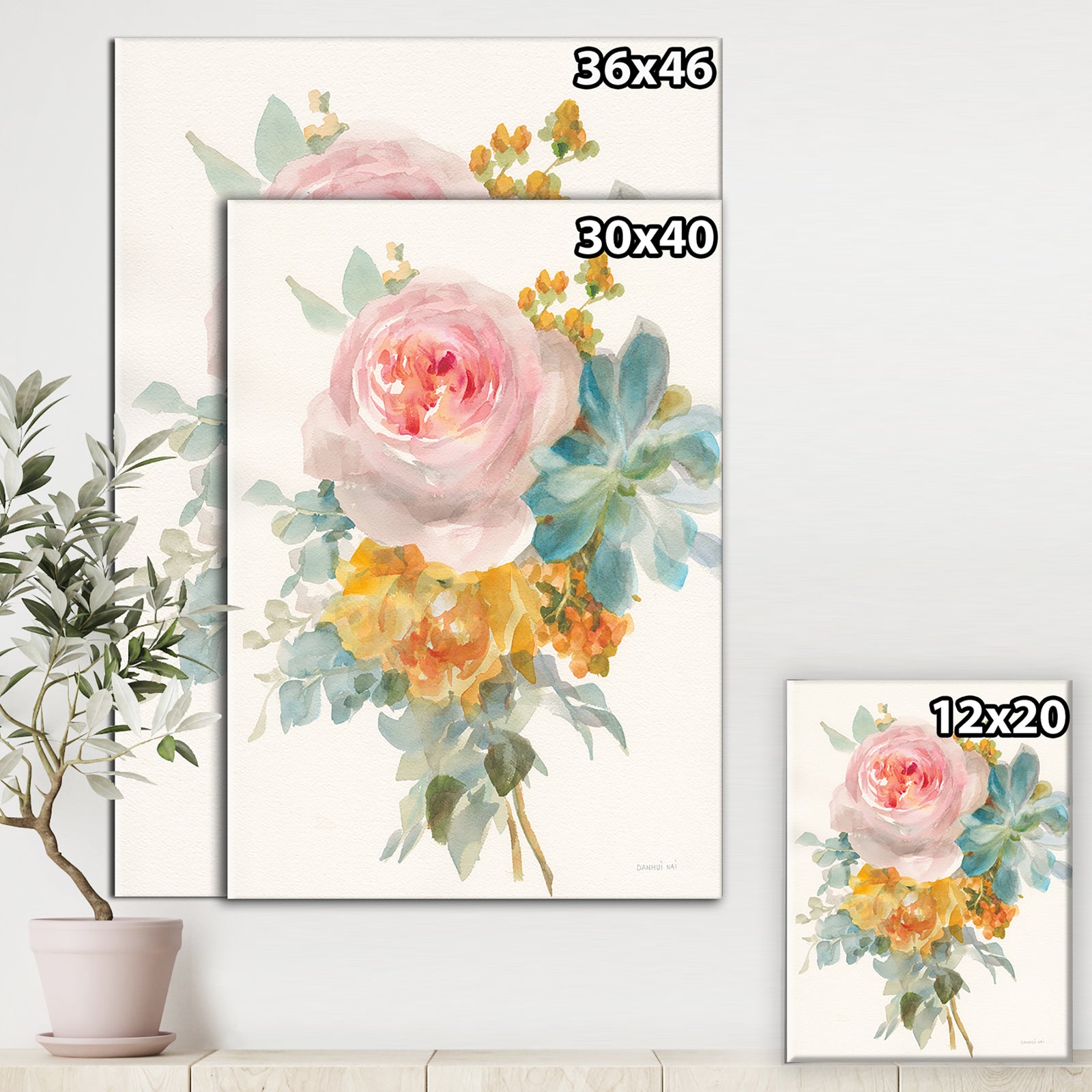 Multicolor French Bouquet I - Farmhouse Canvas Art