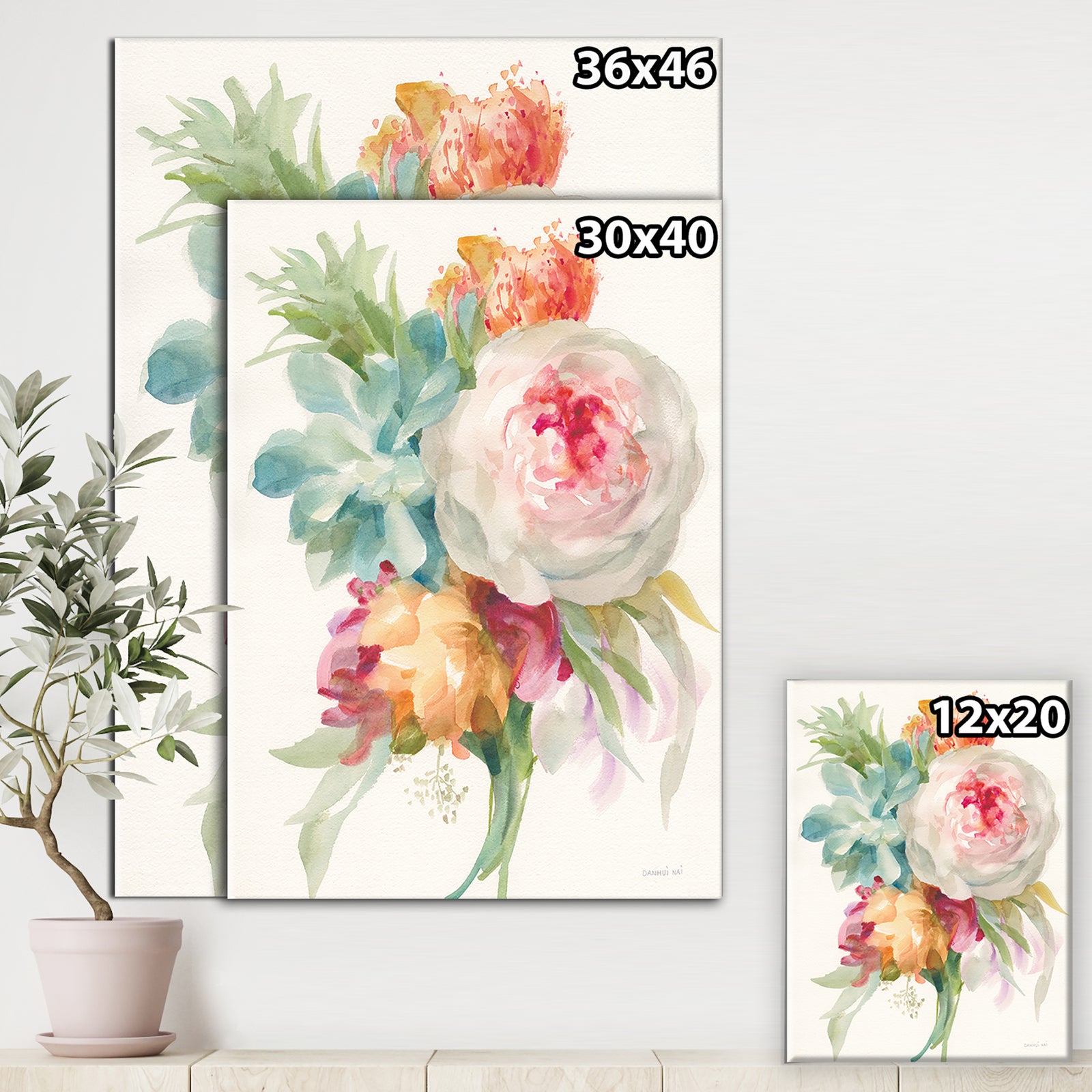 Multicolor French Bouquet II - Farmhouse Premium Canvas Wall Art