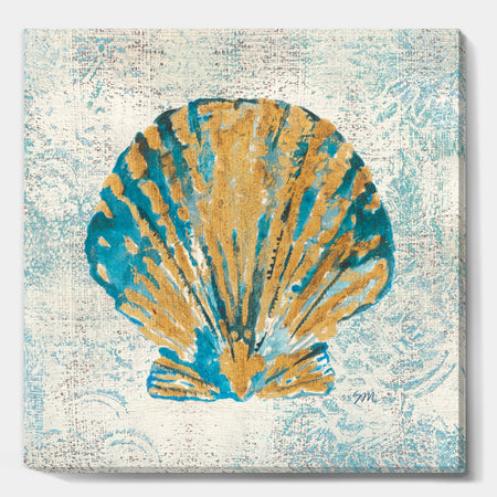 Coastal Pastel seashells I - Vintage Nautical Gallery-wrapped Canvas