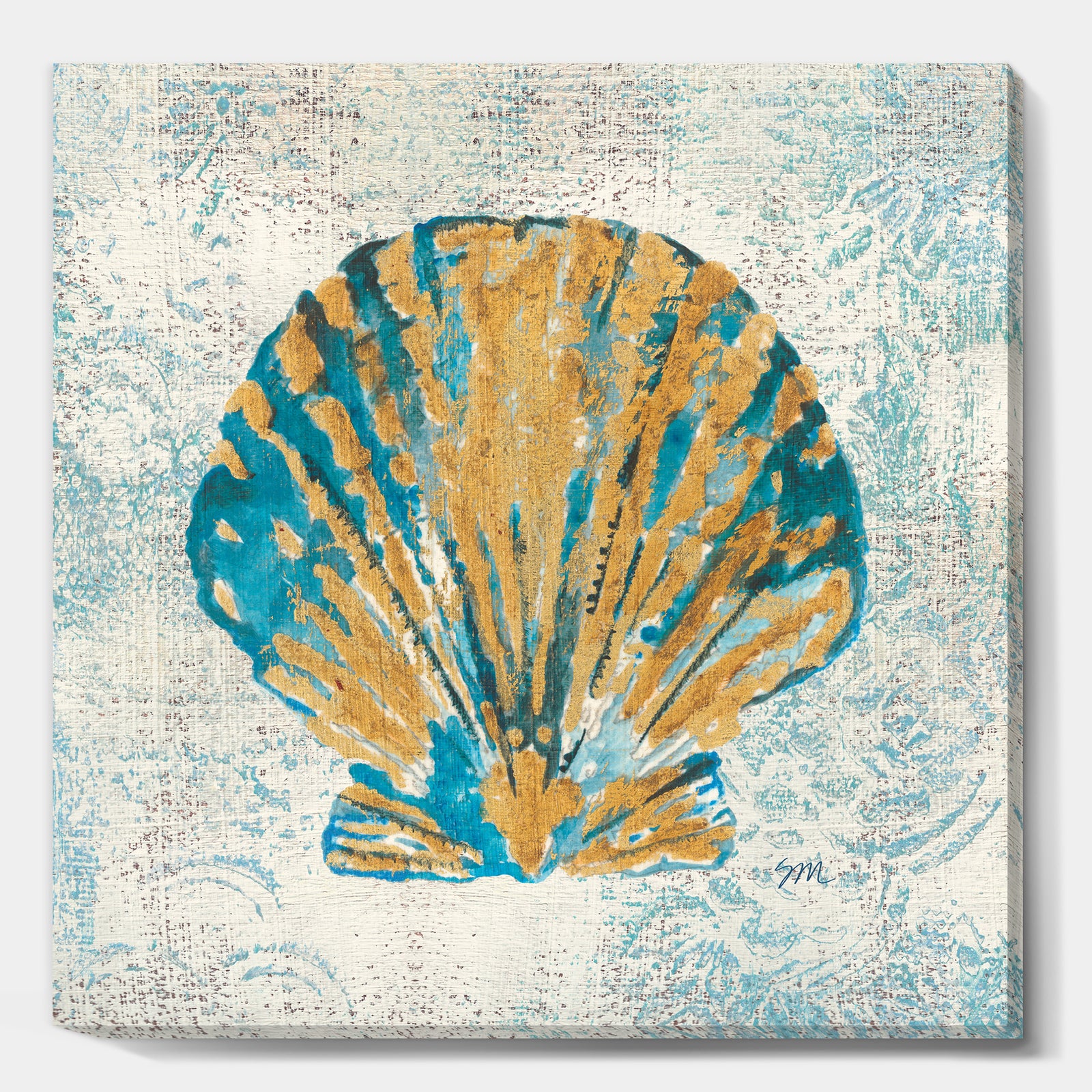 Coastal Pastel seashells I - Vintage Nautical Gallery-wrapped Canvas