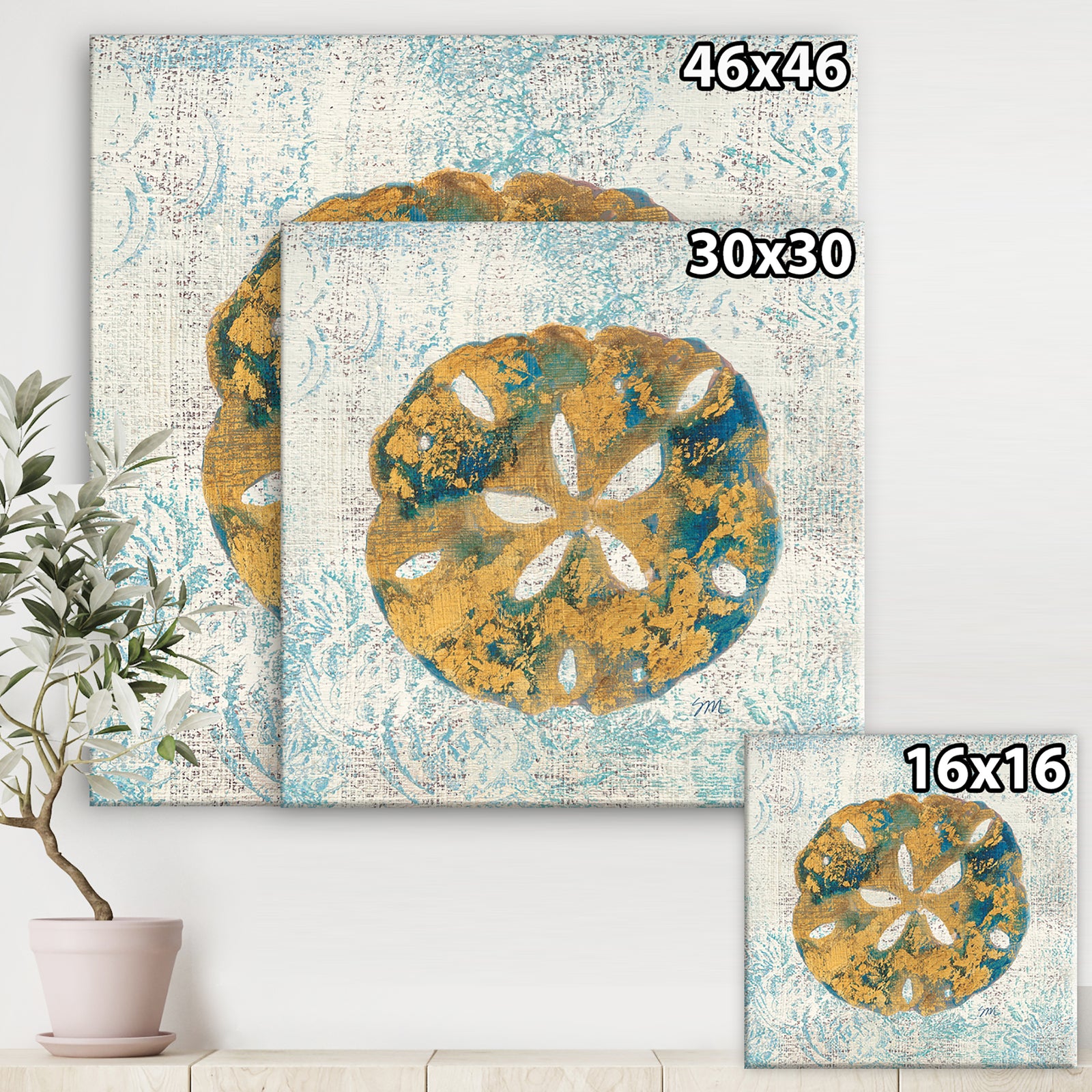 Coastal Pastel seashells II - Vintage Nautical Canvas Artwork