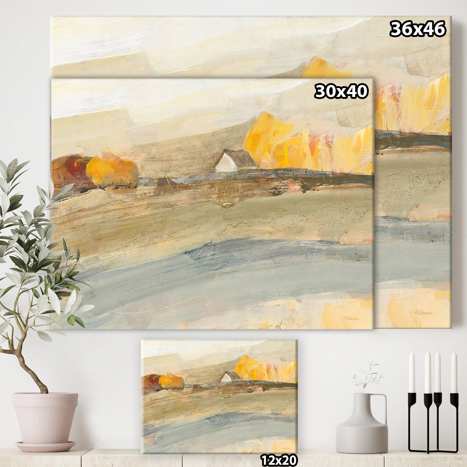 Orange Brown Farm House - Modern Farmhouse Premium Canvas Wall Art