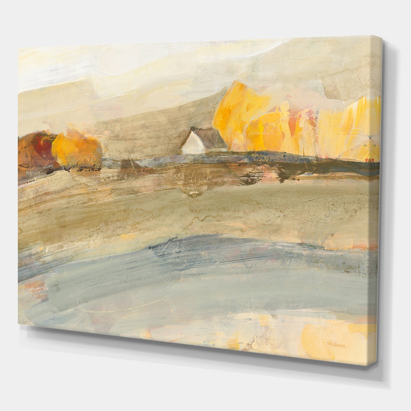 Orange Brown Farm House - Modern Farmhouse Premium Canvas Wall Art