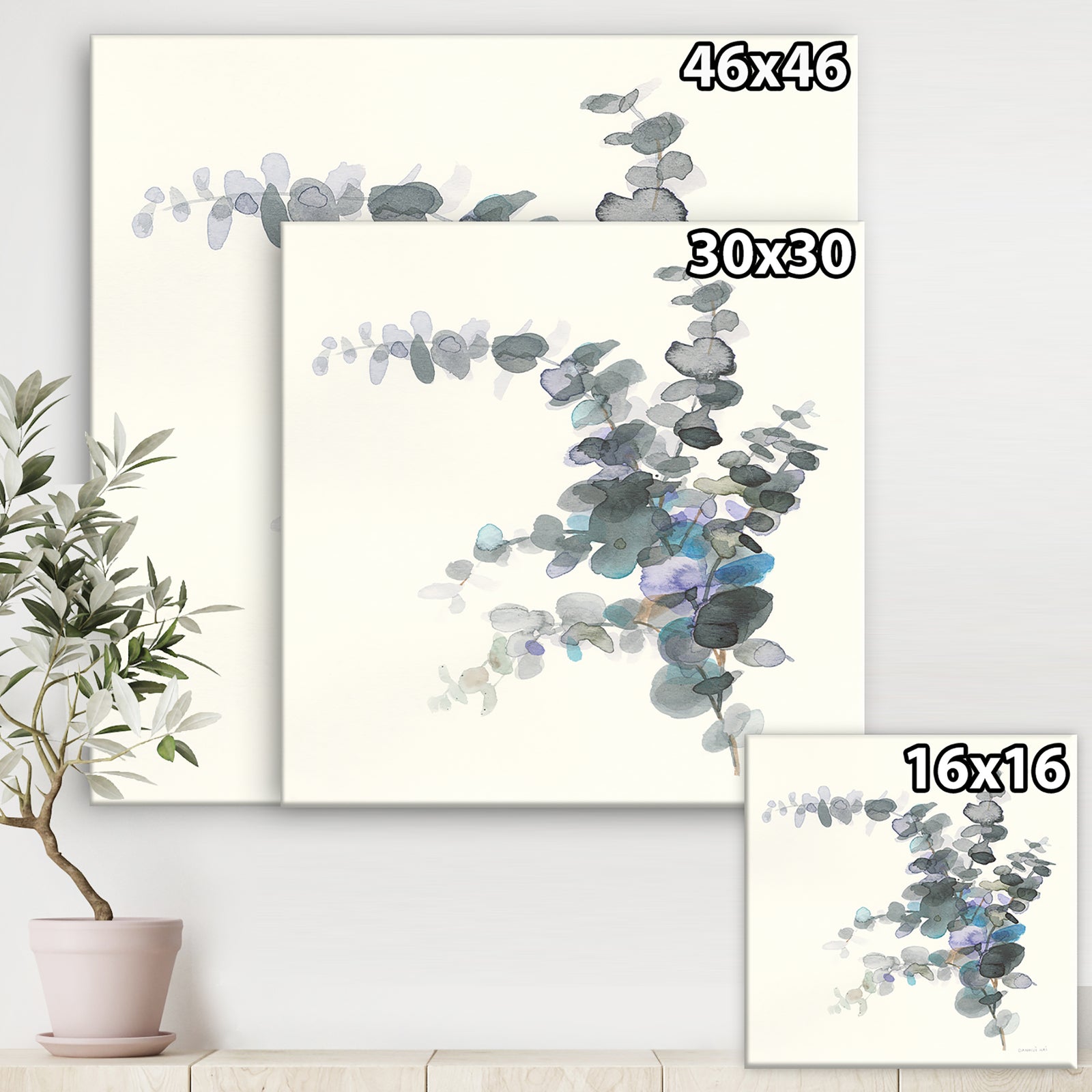 Grey Watercolor Flower III - Traditional Gallery-wrapped Canvas