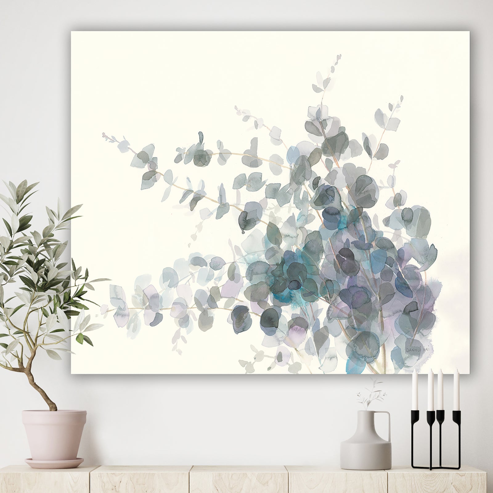 Grey Watercolor Flower II - Traditional Canvas Artwork