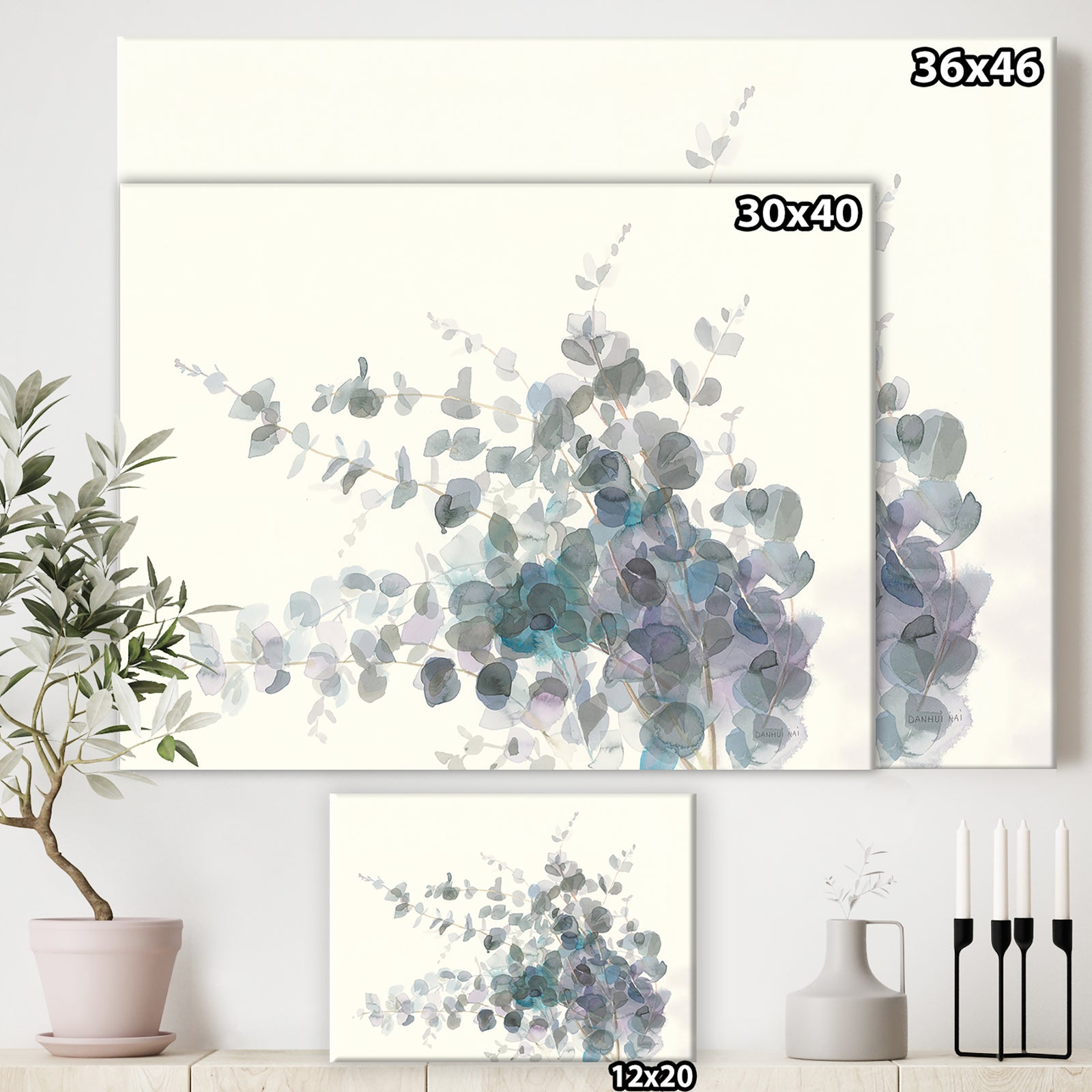 Grey Watercolor Flower II - Traditional Canvas Artwork