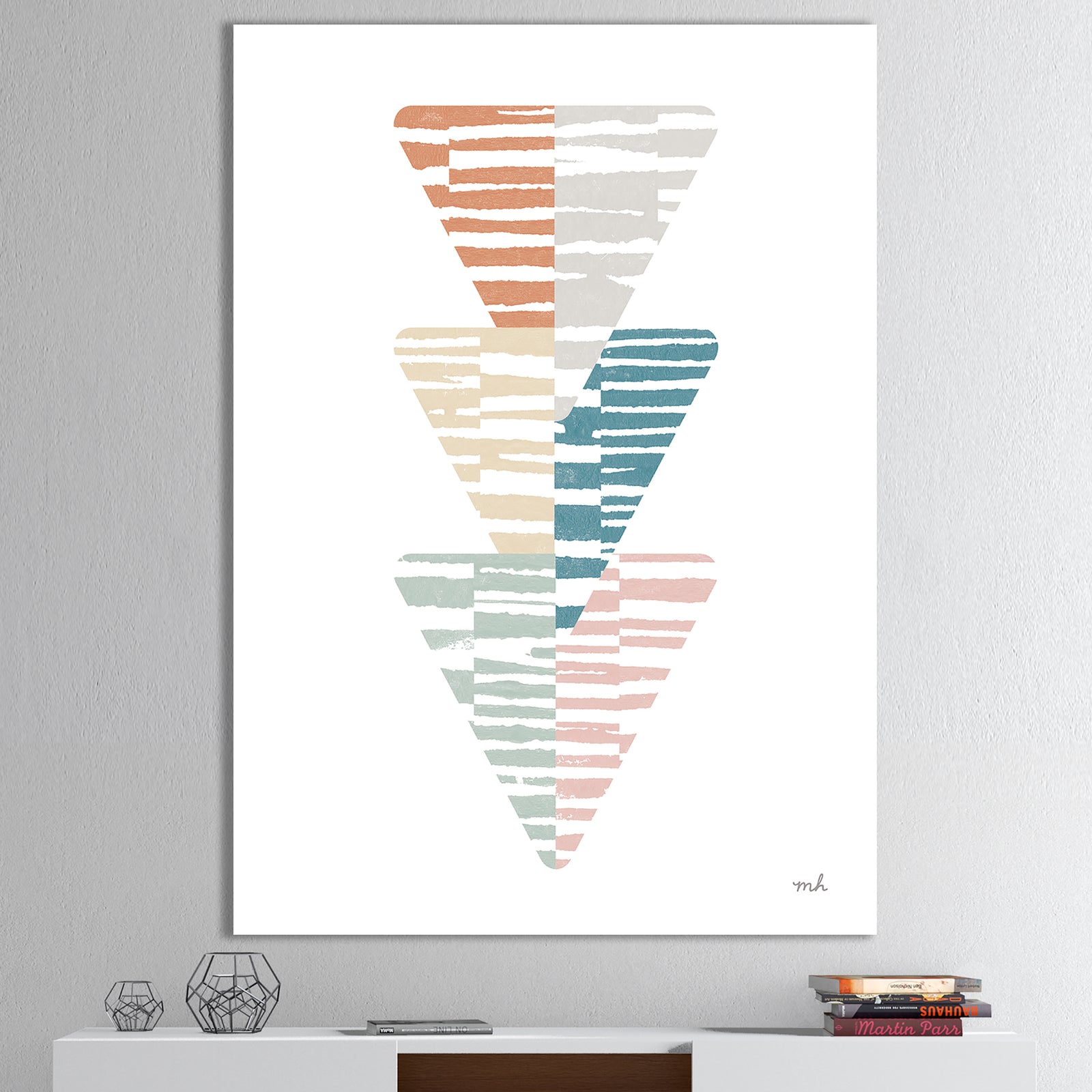 Watercolor Geometric Triangle III - Transitional Canvas Art