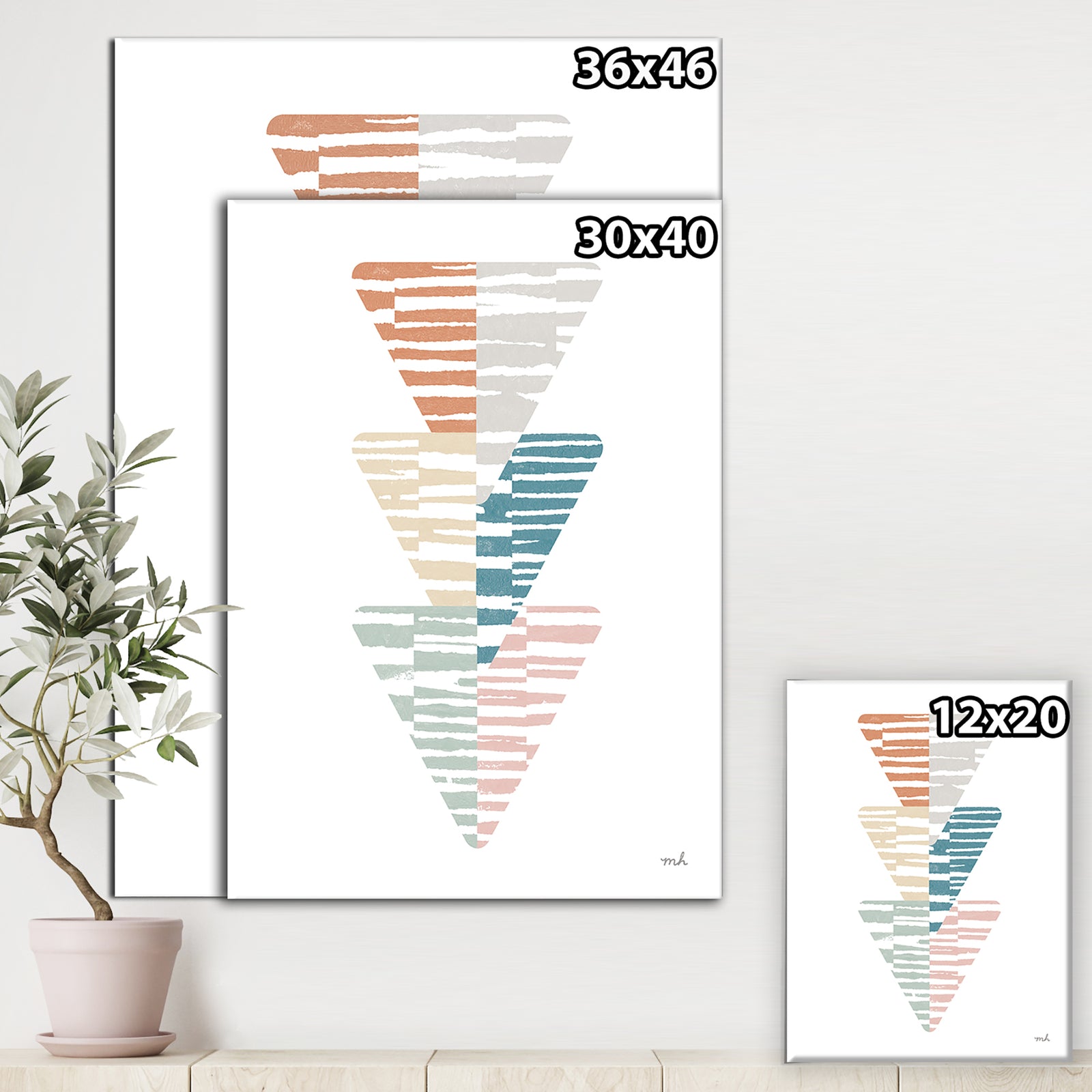 Watercolor Geometric Triangle III - Transitional Canvas Art