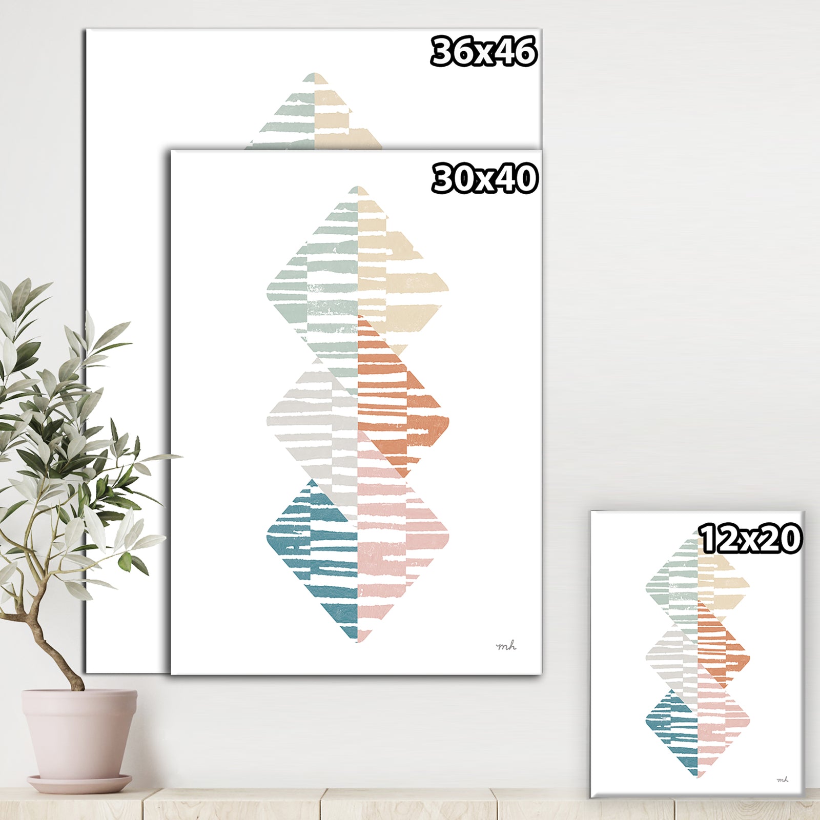 Watercolor Geometric Triangle II - Transitional Premium Canvas Wall Art