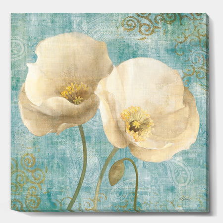 bouquet Poppies on Paisley II - Cottage Canvas Artwork