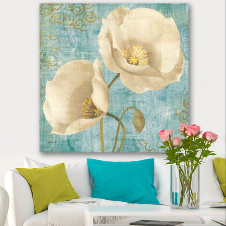 bouquet Poppies on Paisley I - Cottage Canvas Art