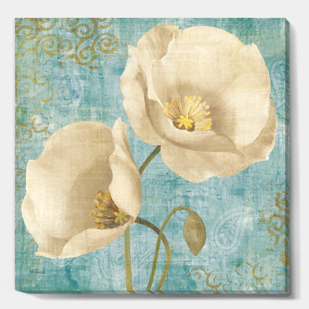 bouquet Poppies on Paisley I - Cottage Canvas Art