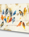 Multicolor Bird Meeting - Traditional Animal Premium Canvas Wall Art