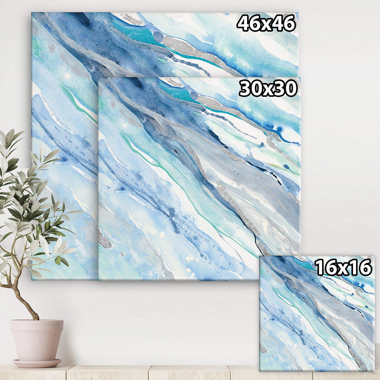 Blue Silver Spring II - Modern Lake House Gallery-wrapped Canvas