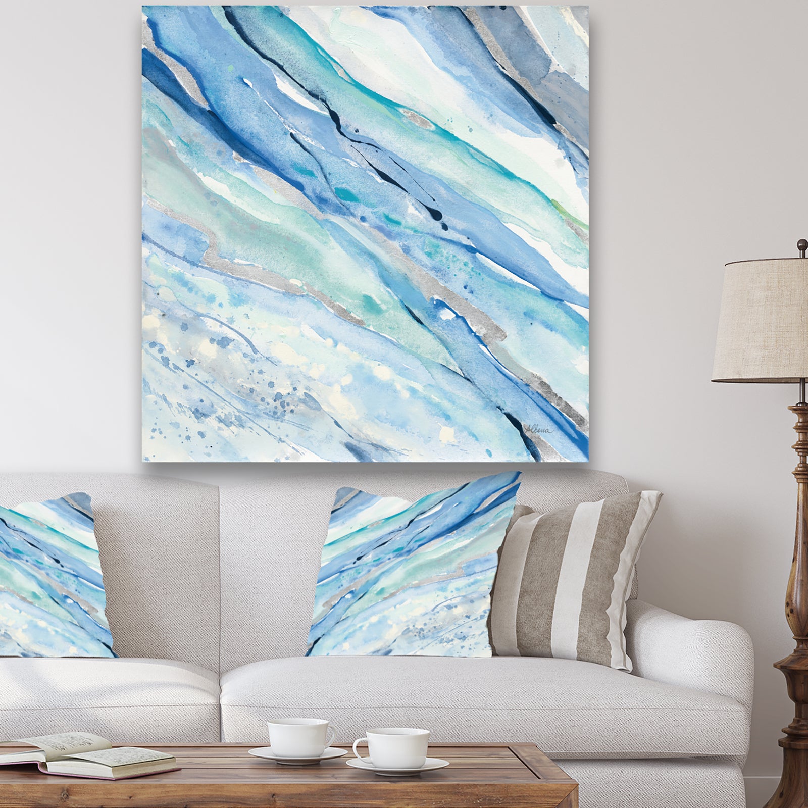 Blue Silver Spring I - Modern Lake House Canvas Artwork