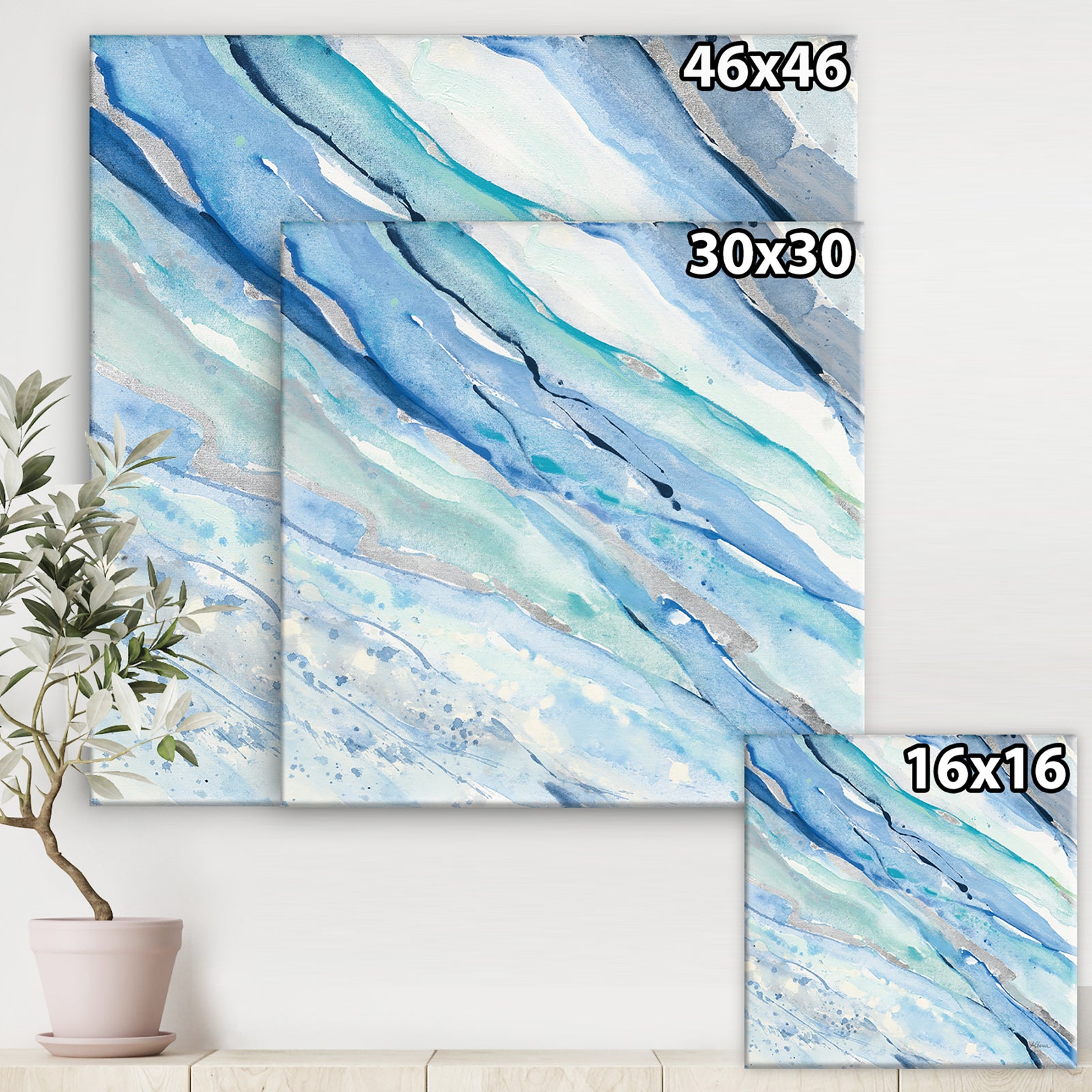 Blue Silver Spring I - Modern Lake House Canvas Artwork