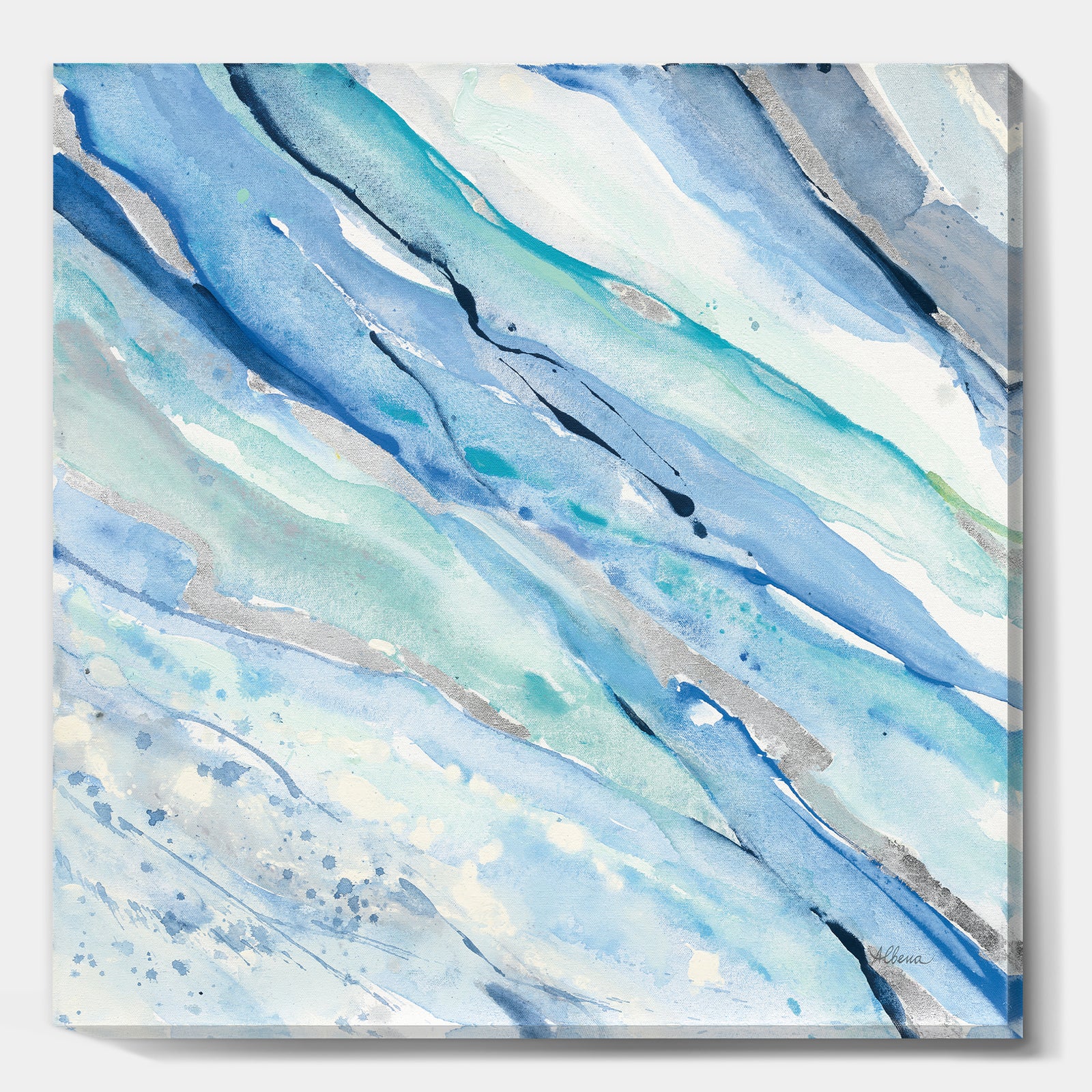 Blue Silver Spring I - Modern Lake House Canvas Artwork