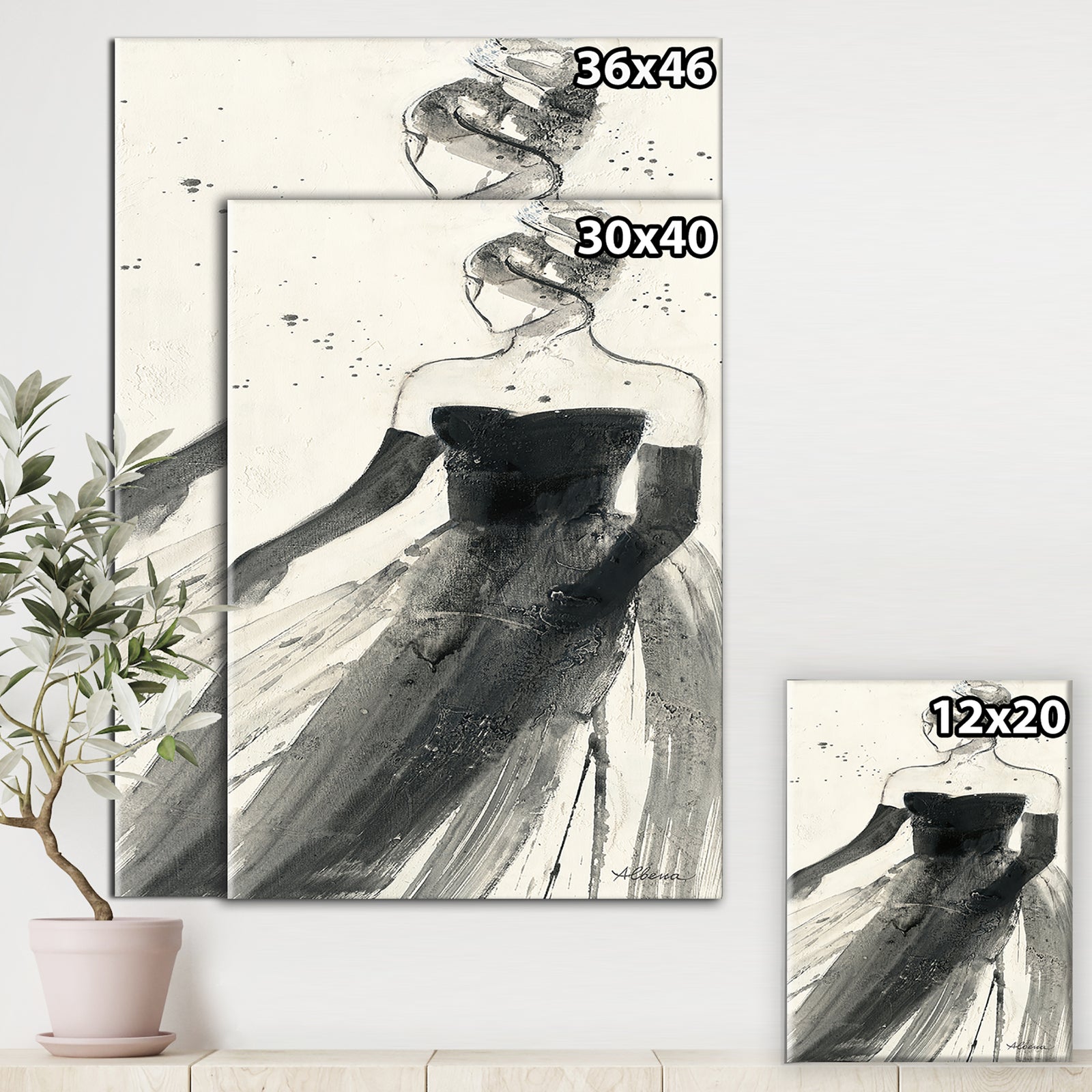 Glam Dancing II - Fashion Figures Gallery-wrapped Canvas