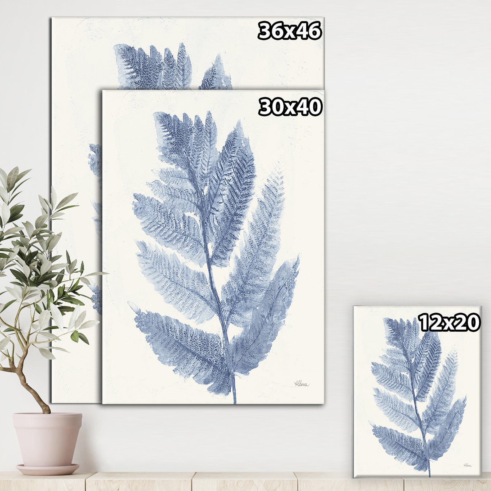 Forest Ferns Blue - Cottage Premium Canvas Wall Art