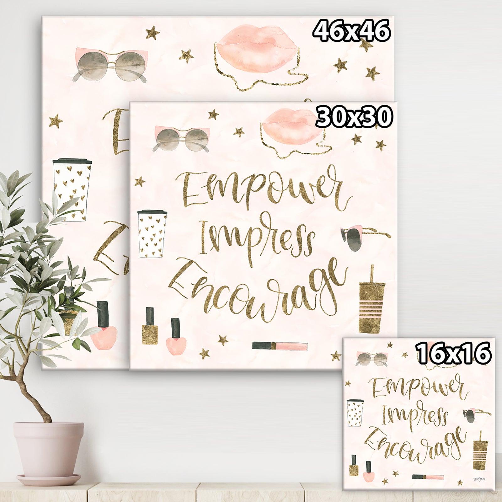 Glam Pink Ladies V - Fashion Premium Canvas Wall Art