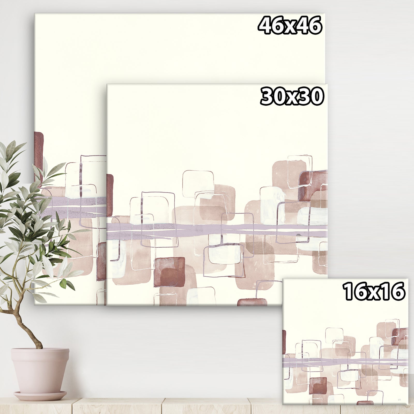 Watercolor Minimal Boxes II - Modern Gallery-wrapped Canvas