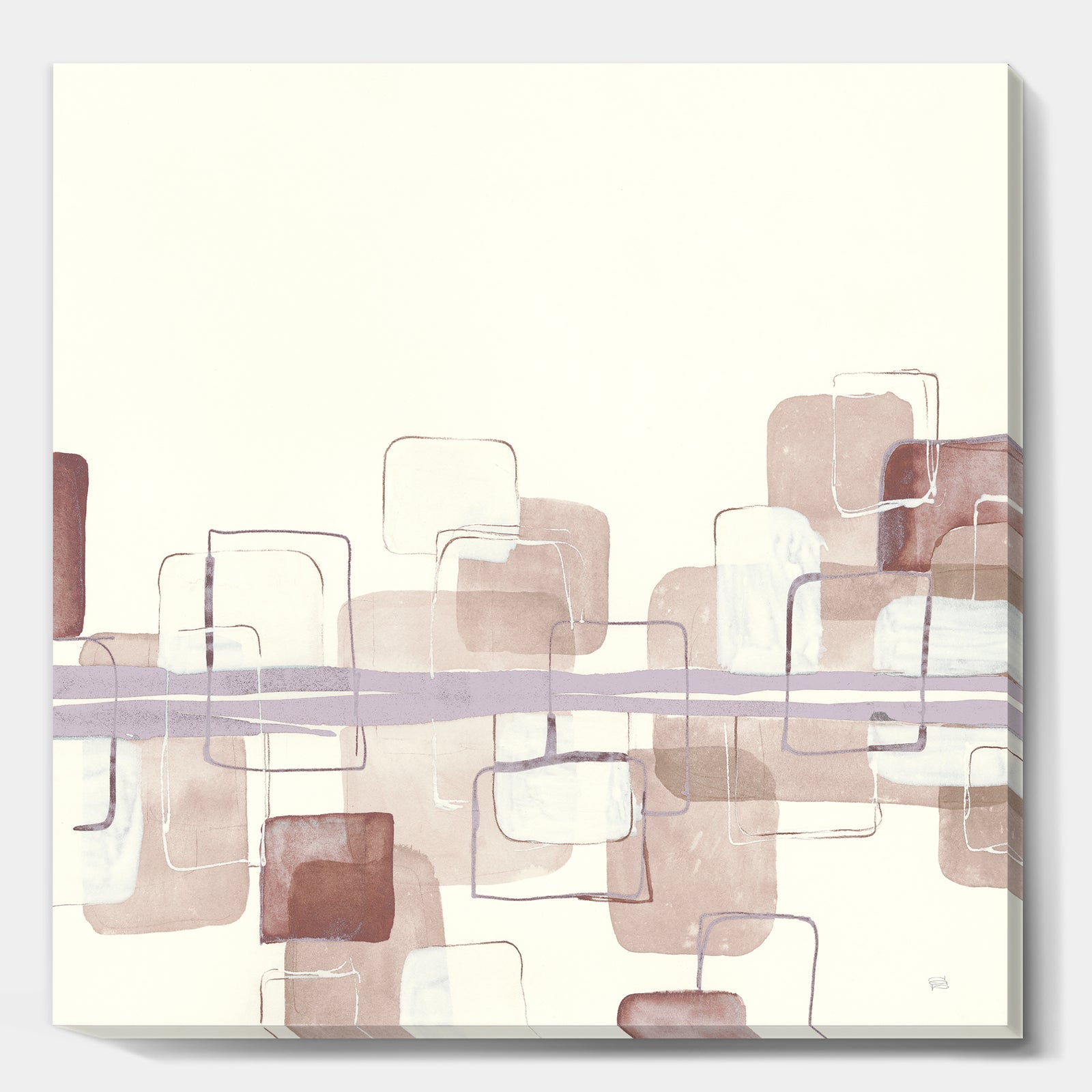Watercolor Minimal Boxes II - Modern Gallery-wrapped Canvas