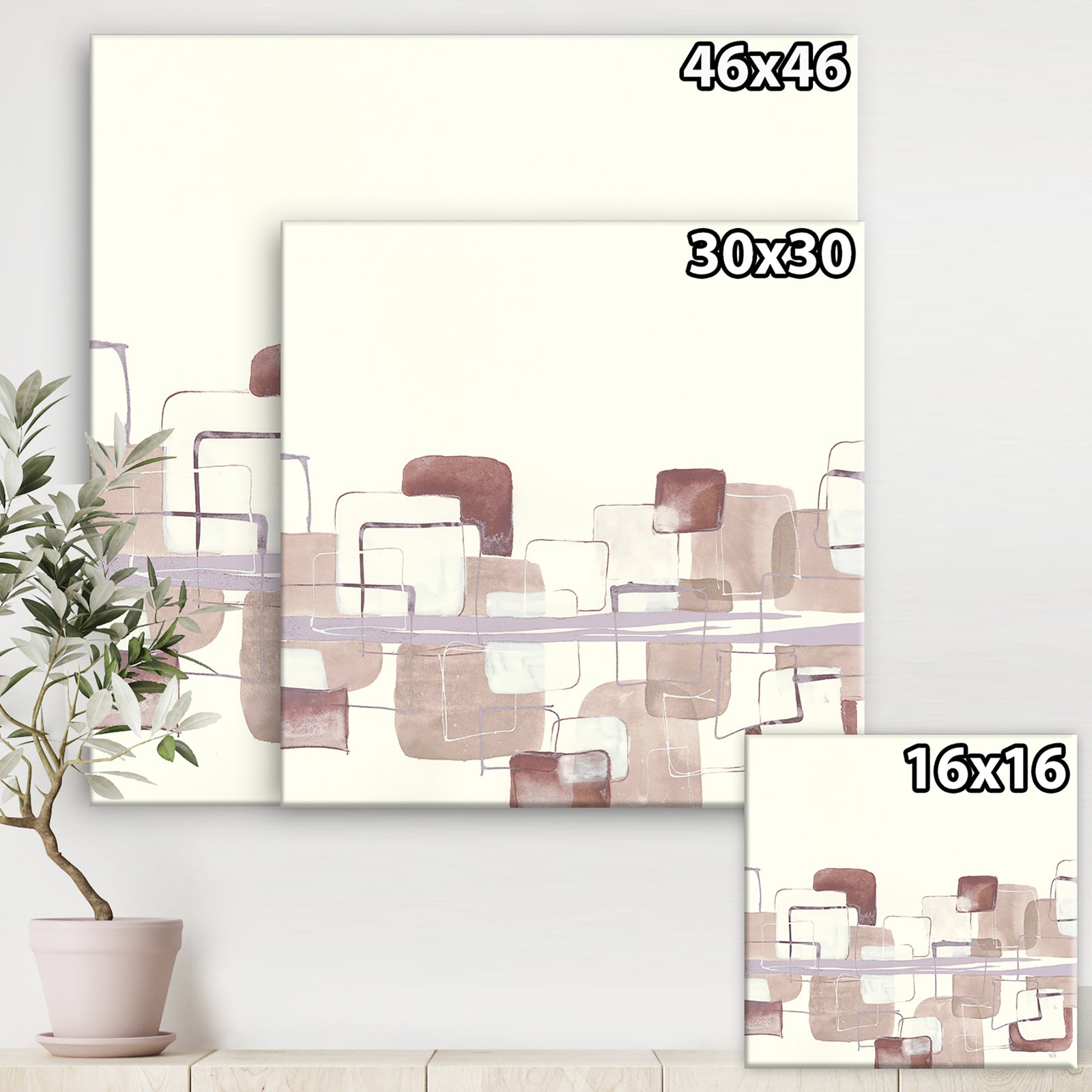 Watercolor Minimal Boxes I - Modern Canvas Artwork