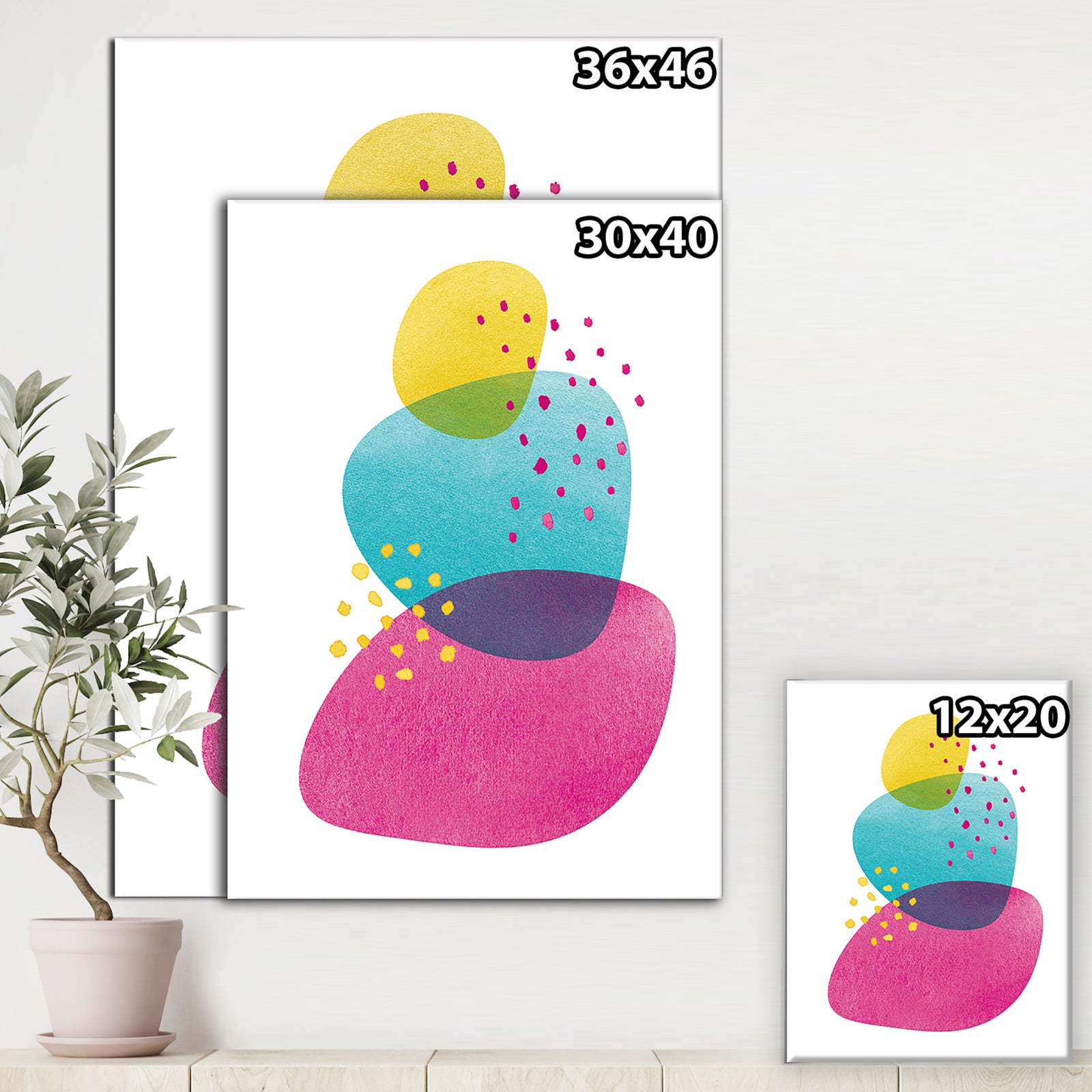 Minimal Spots Balance IV - Mid-Century Modern Canvas Artwork