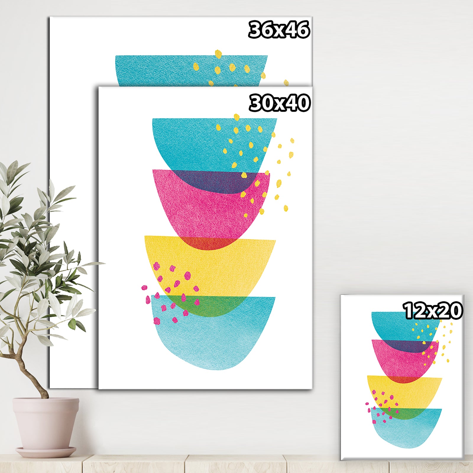 Minimal Spots Balance III - Mid-Century Modern Canvas Art