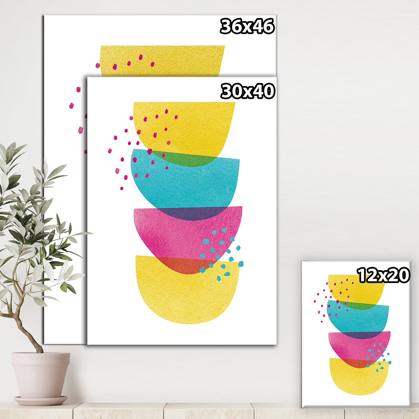Minimal Spots Balance II - Mid-Century Modern Premium Canvas Wall Art