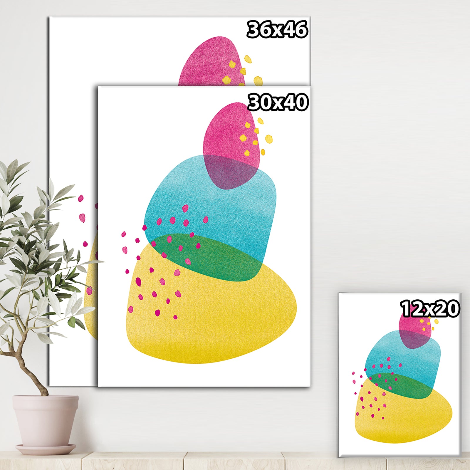 Minimal Spots Balance I - Mid-Century Modern Gallery-wrapped Canvas